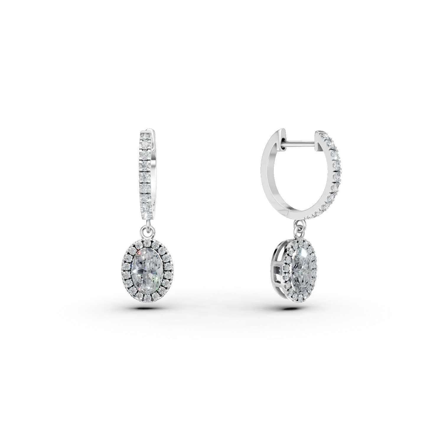 Cercei din aur alb cu diamante de 1.4ct create in laborator