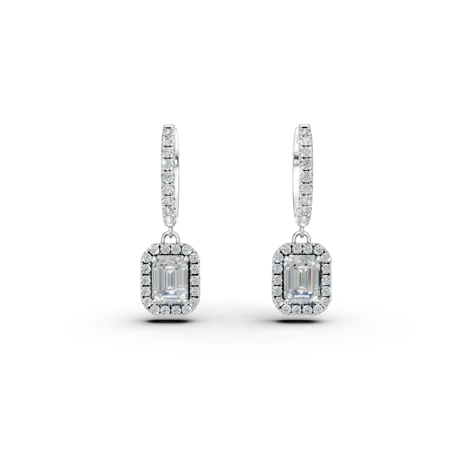 Cercei din aur alb cu diamante de 1.3ct create in laborator