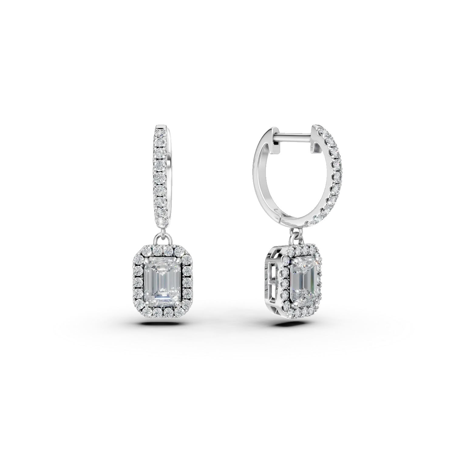 Cercei din aur alb cu diamante de 1.3ct create in laborator