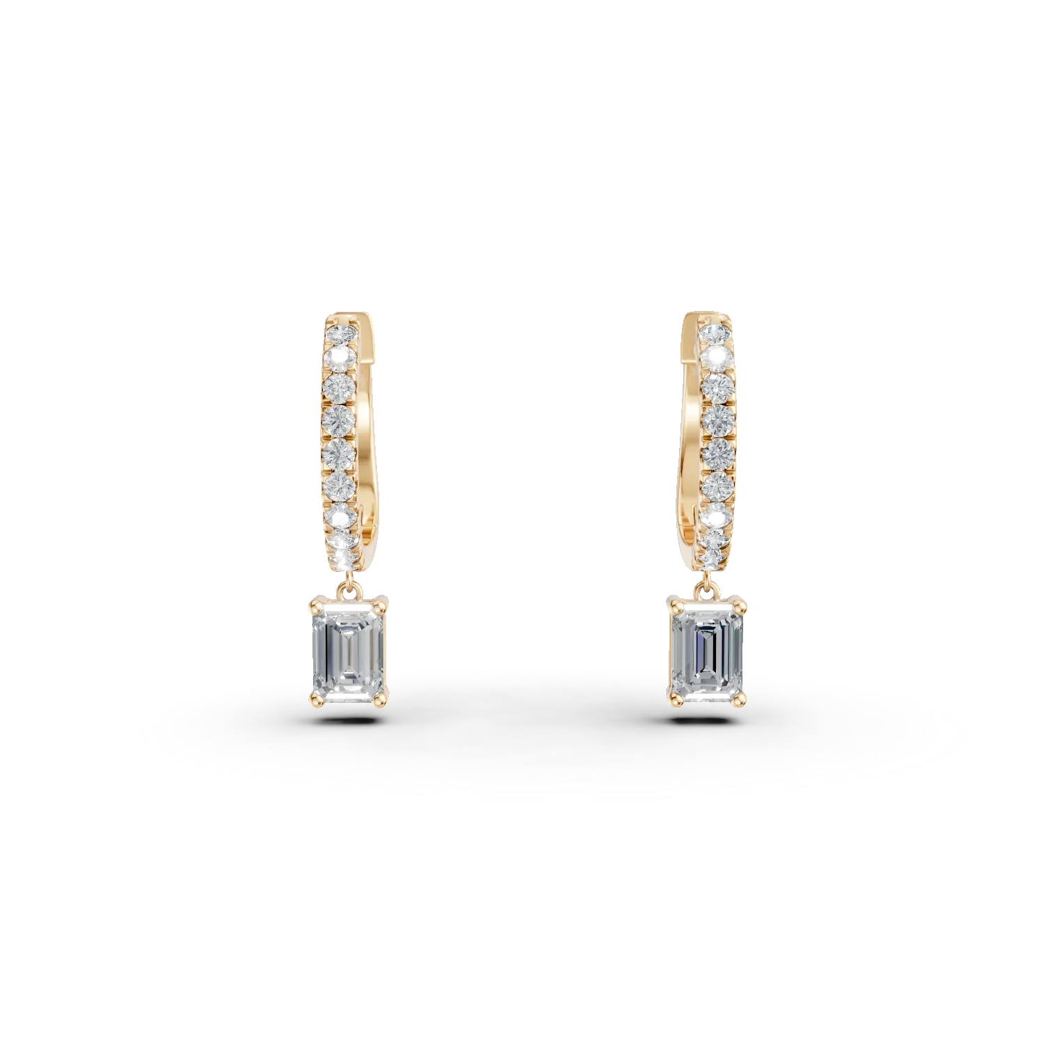 Cercei din aur galben cu diamante de 0.8ct create in laborator