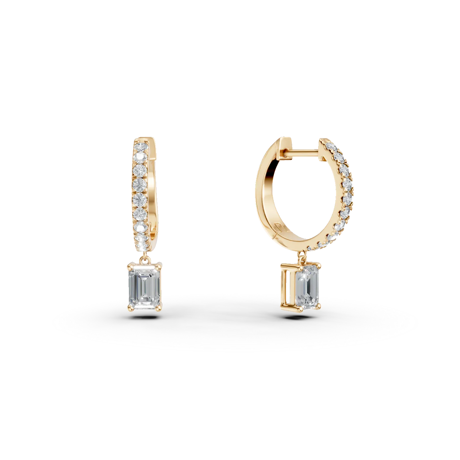 Cercei din aur galben cu diamante de 0.8ct create in laborator