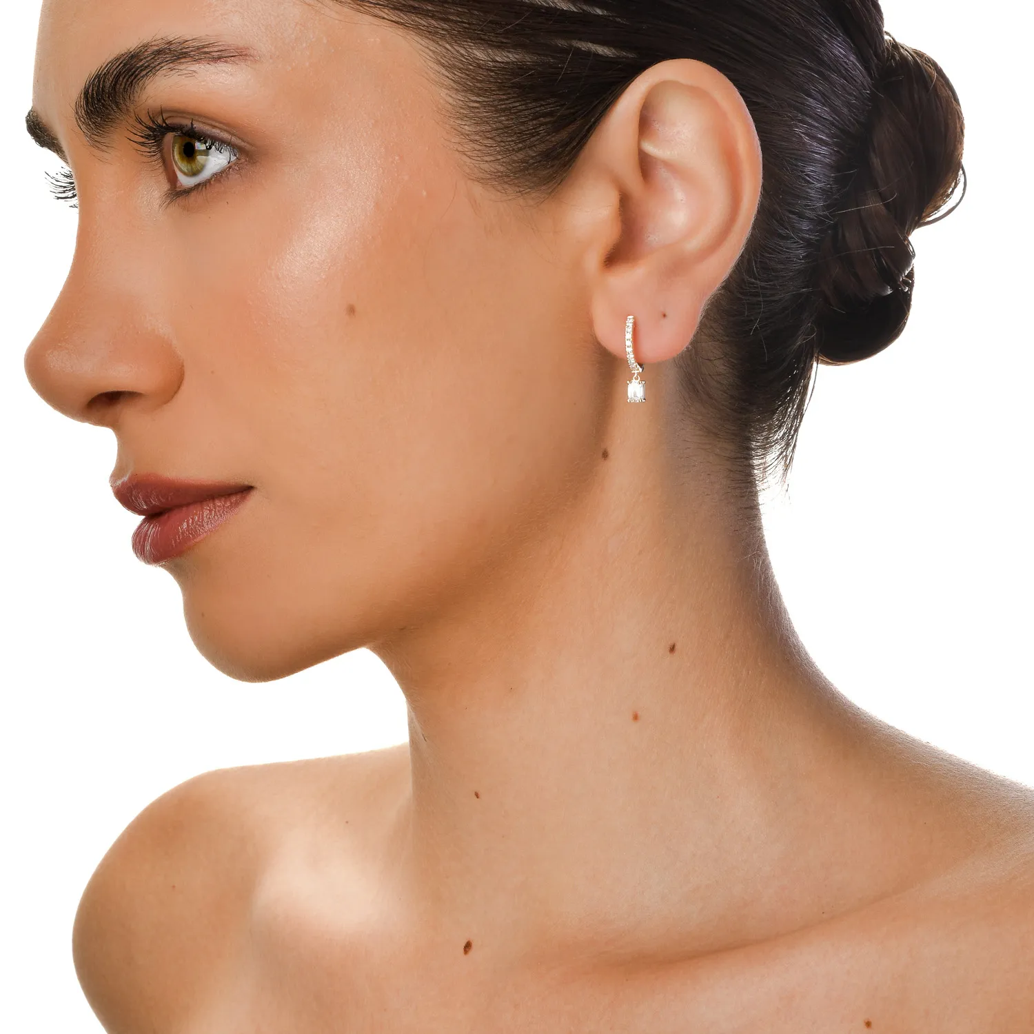 Cercei din aur galben cu diamante de 0.8ct create in laborator