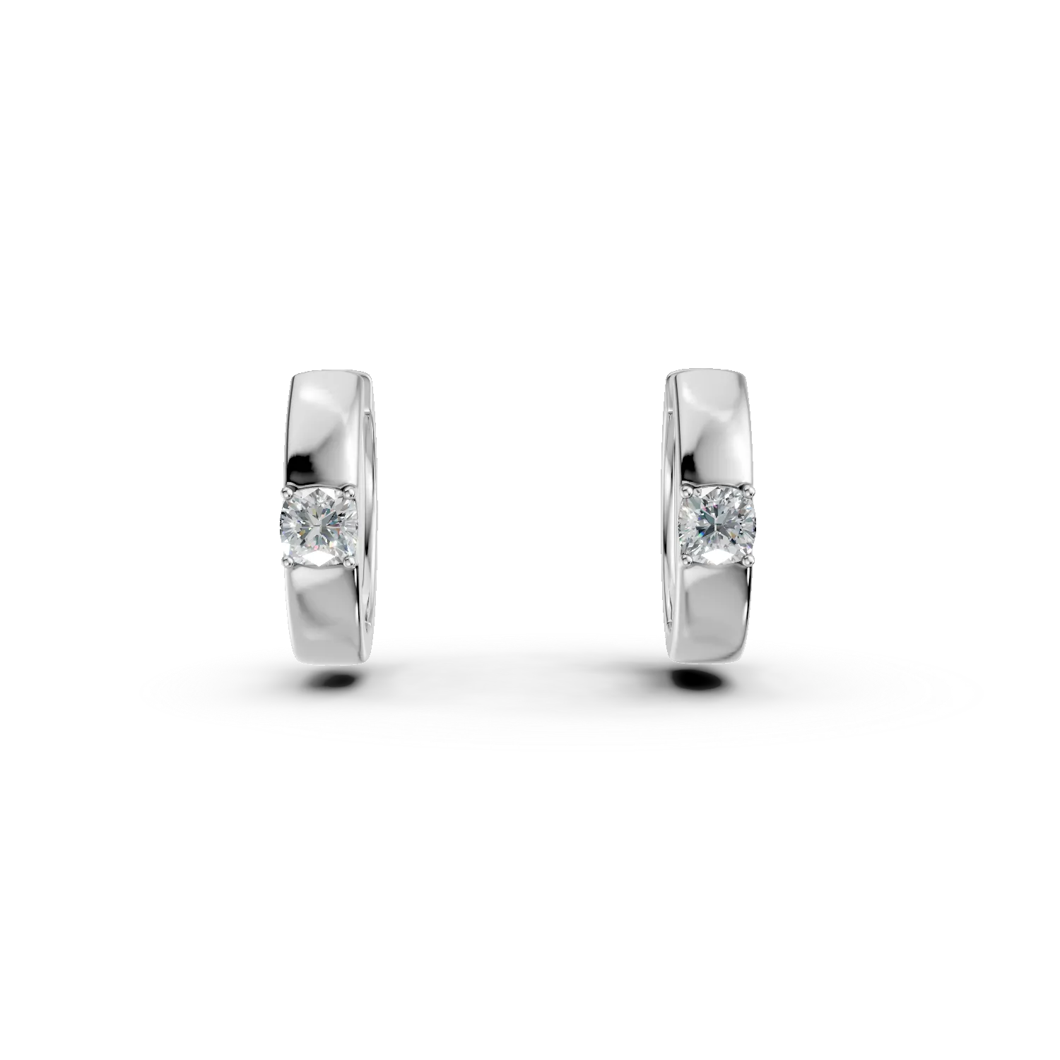 Cercei creole din aur alb cu diamante de 0.6ct create in laborator