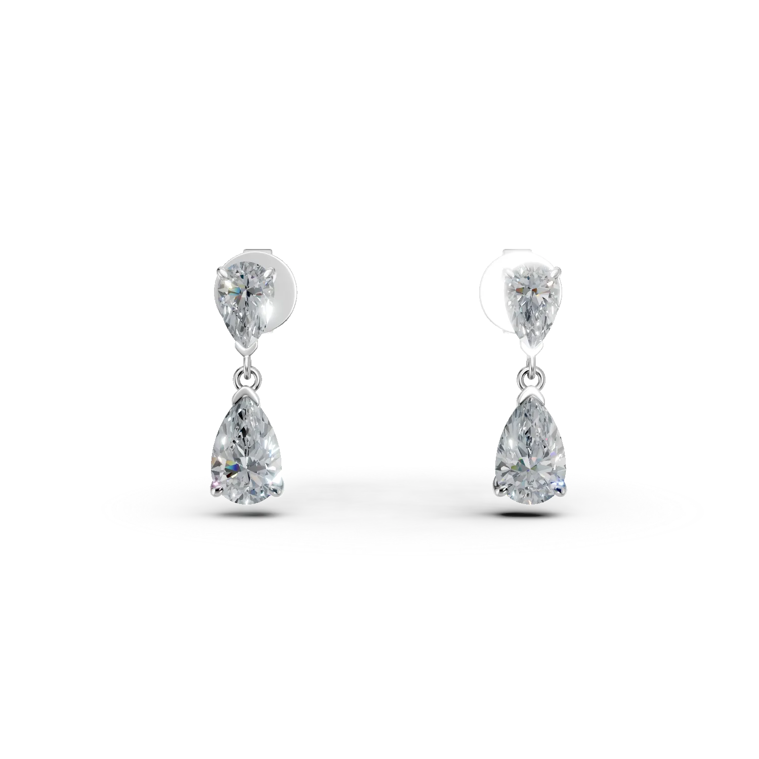 Cercei din aur alb cu diamante de 2.2ct create in laborator