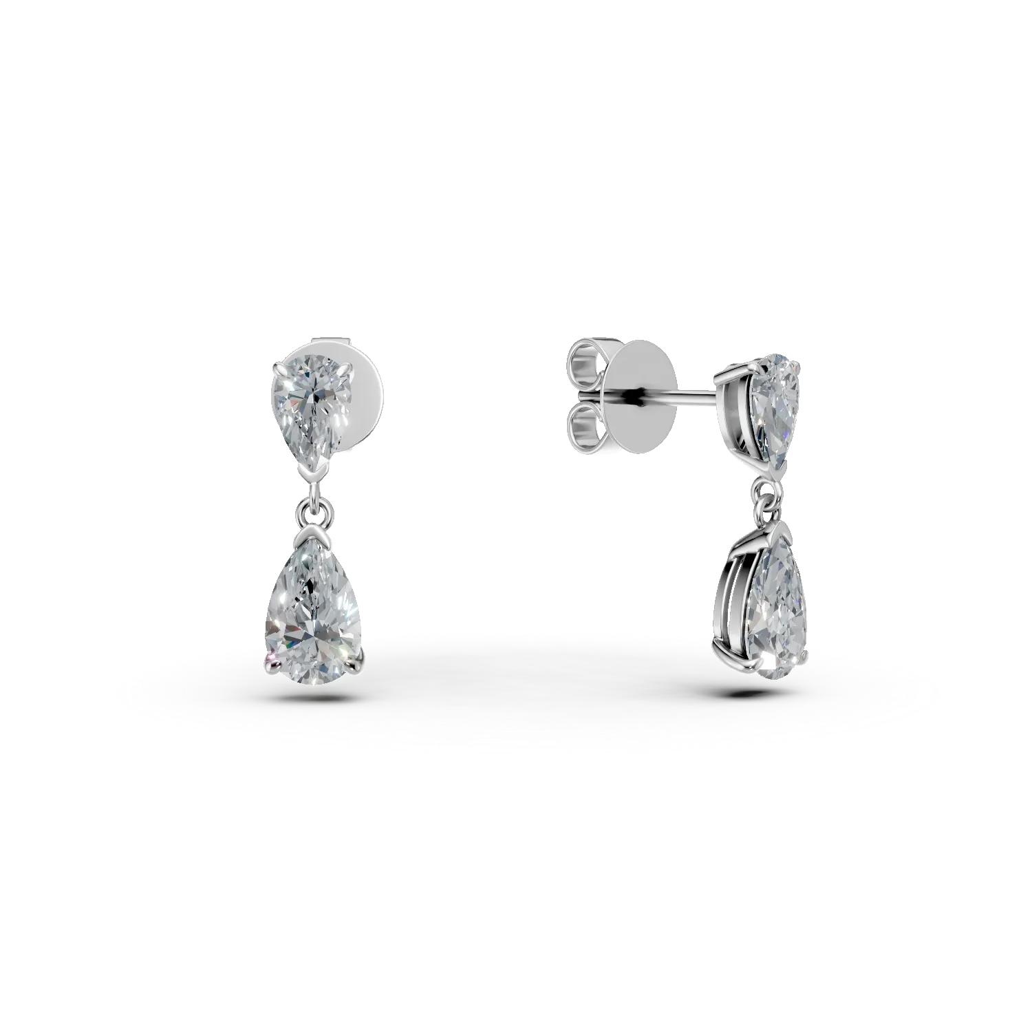 Cercei din aur alb cu diamante de 2.2ct create in laborator