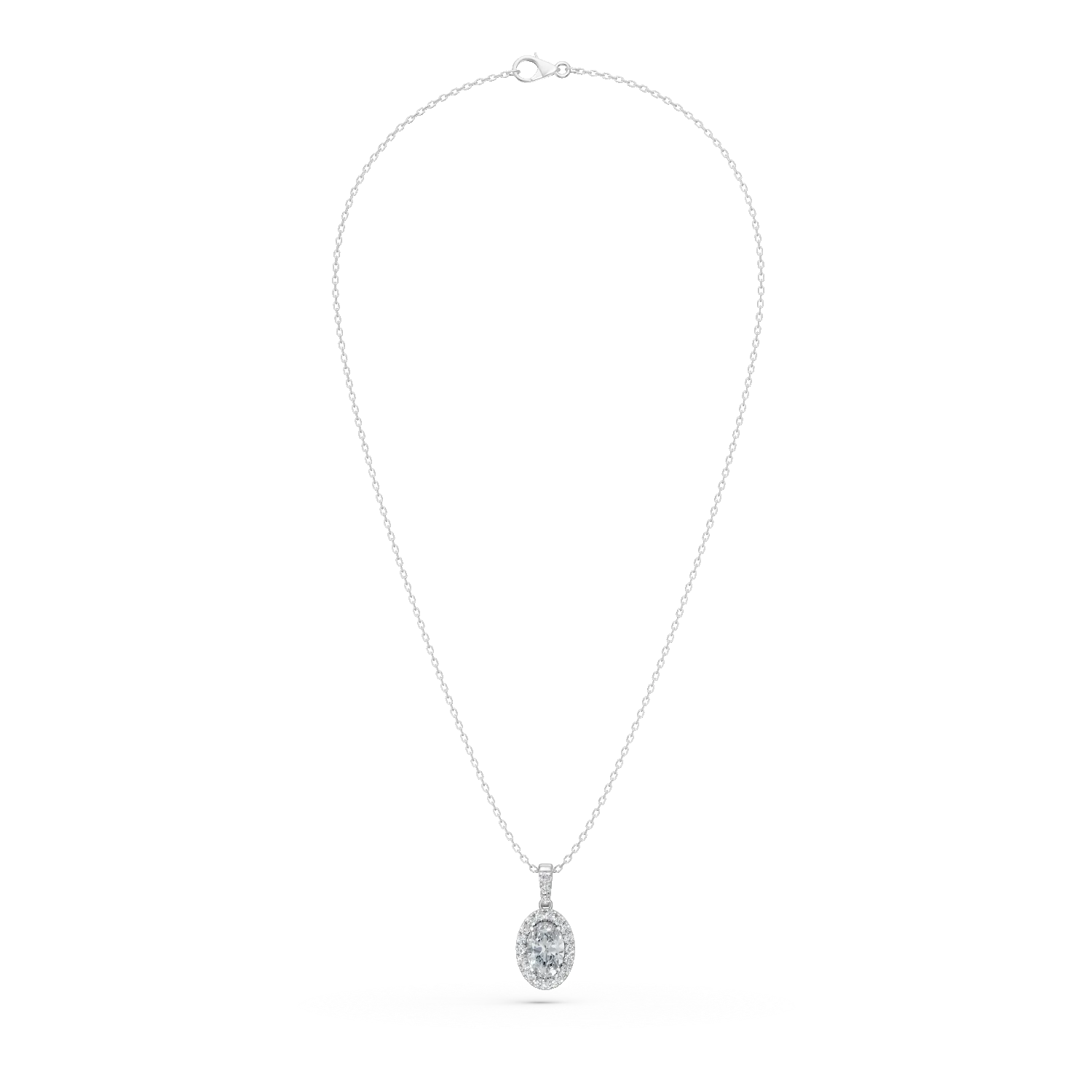 Lant cu pandantiv din aur alb cu diamante de 0.9ct create in laborator