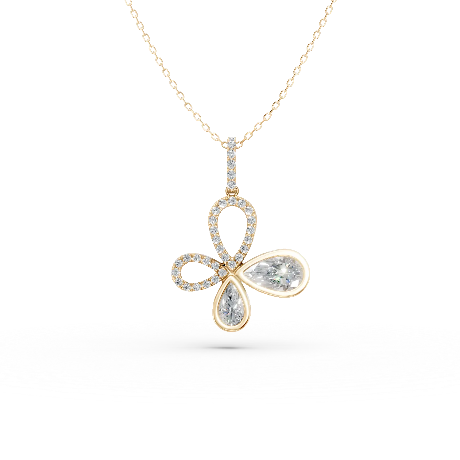 Lant cu pandantiv din aur galben cu diamante de 1.6ct create in laborator
