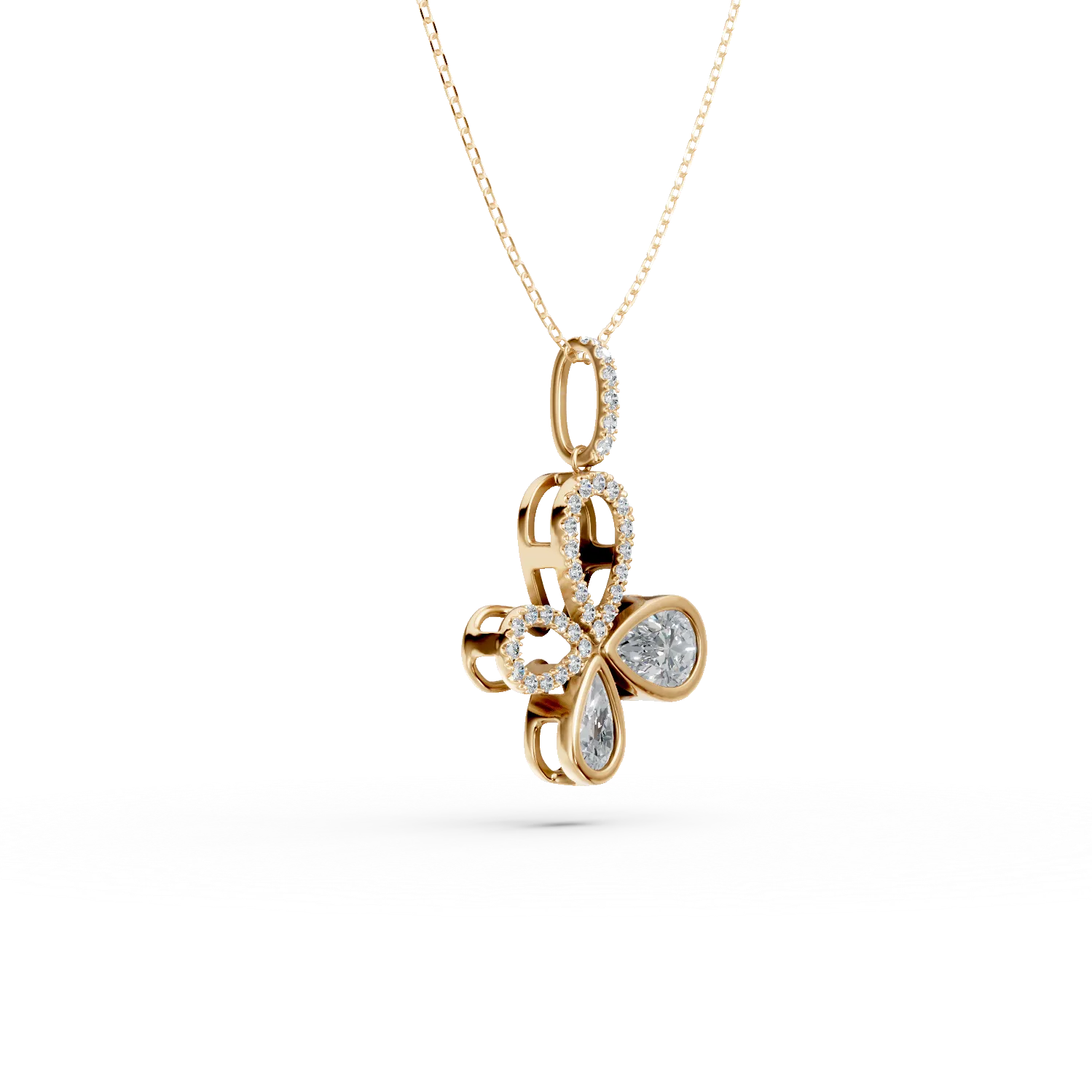 Lant cu pandantiv din aur galben cu diamante de 1.6ct create in laborator