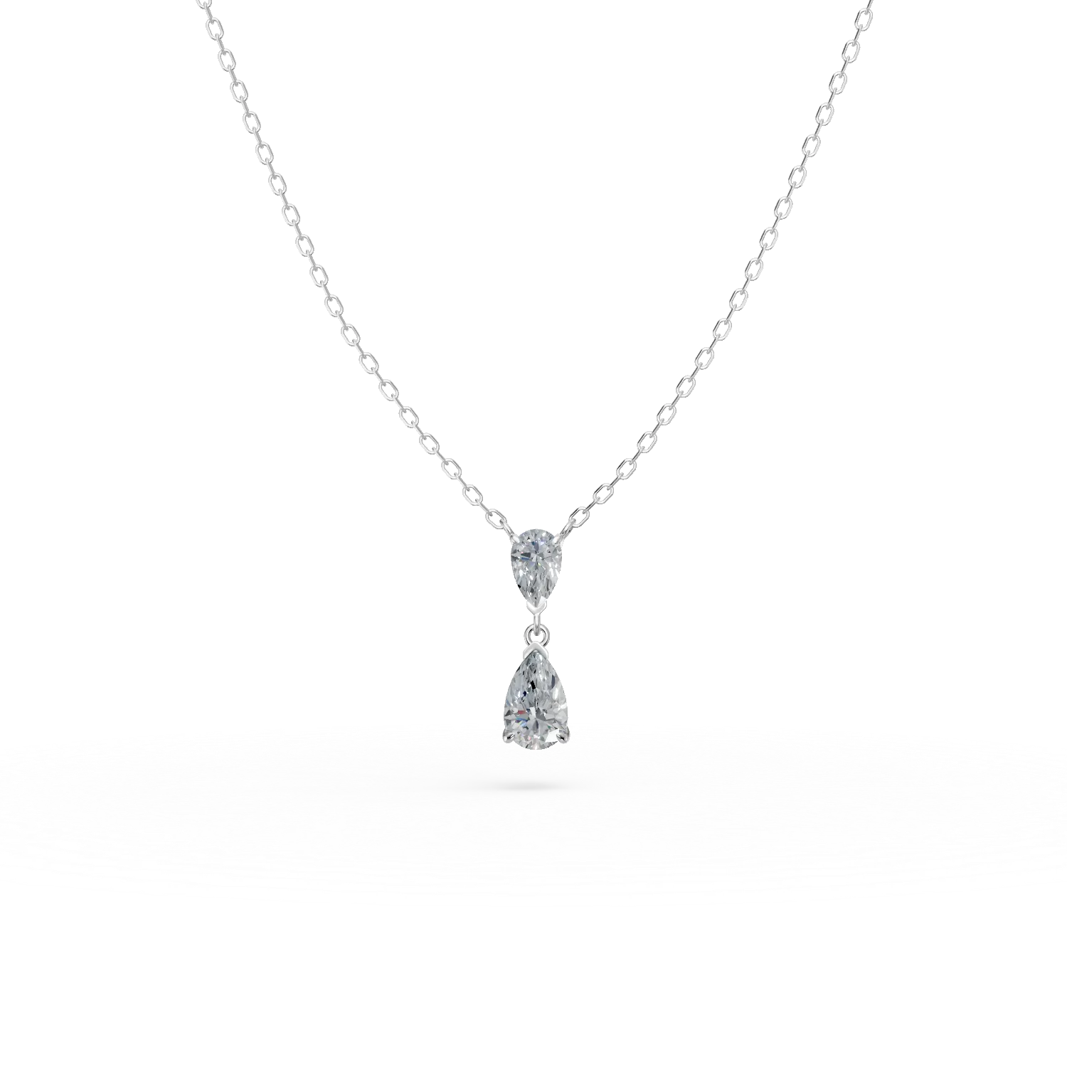 Lant cu pandantiv din aur alb cu diamante de 1.1ct create in laborator