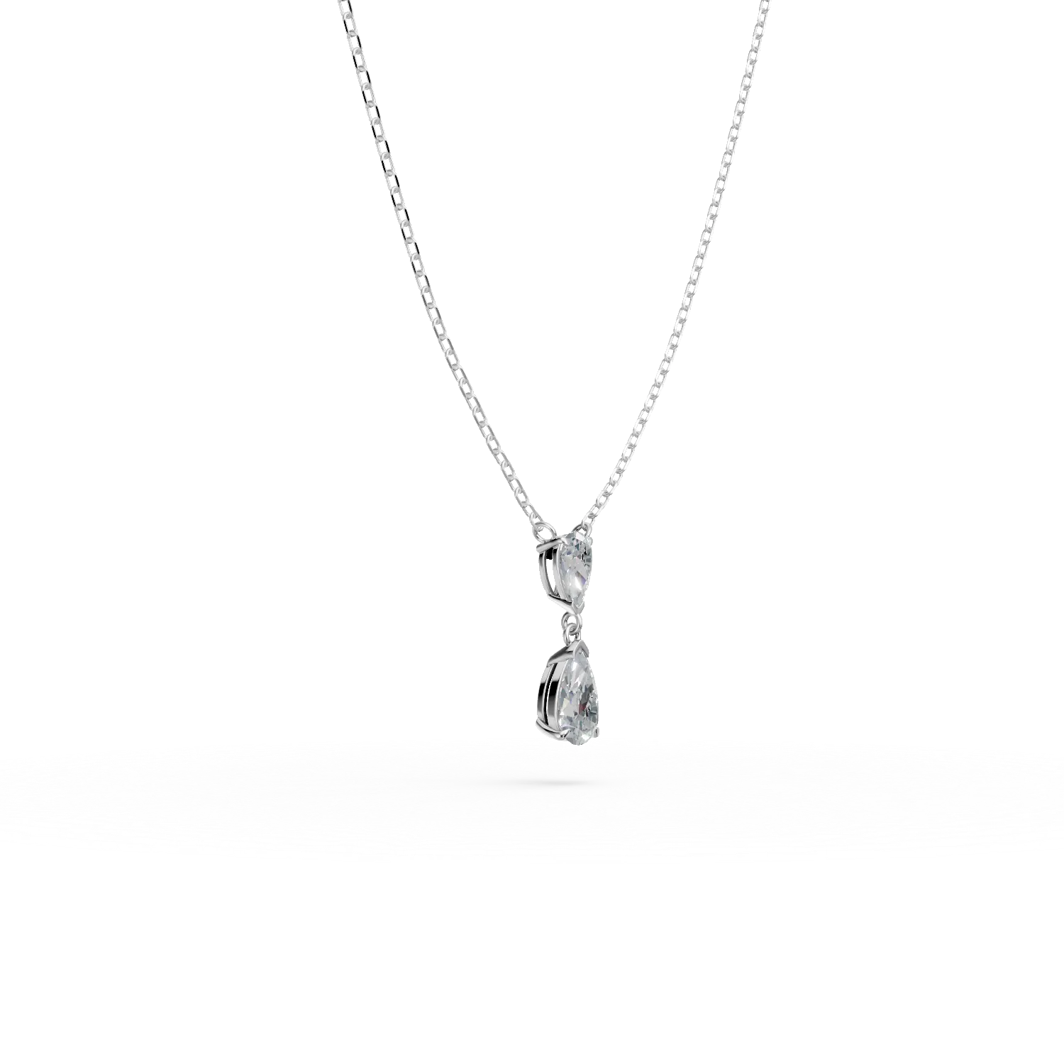 Lant cu pandantiv din aur alb cu diamante de 1.1ct create in laborator