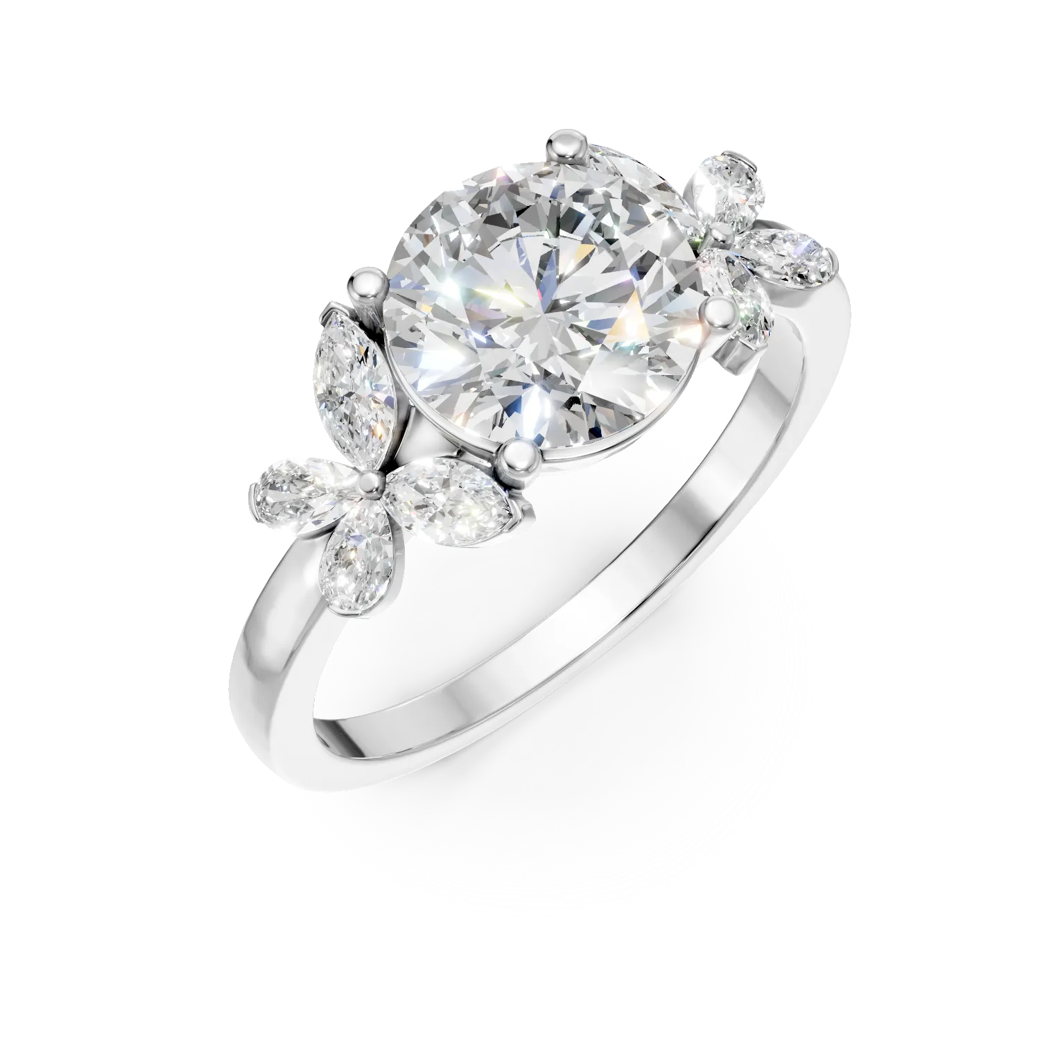 Inel din aur alb cu diamante de 2.4ct create in laborator