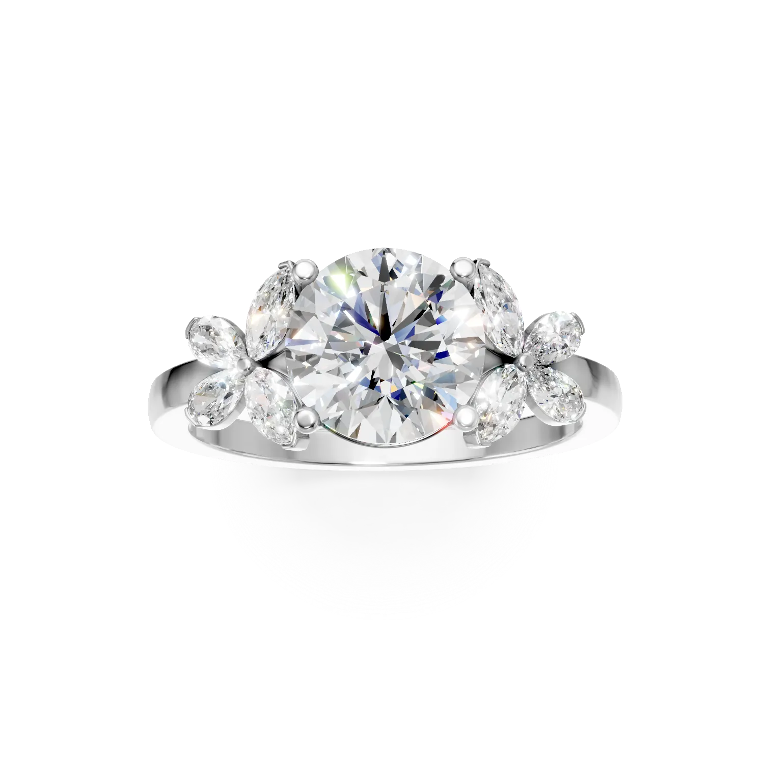 Inel din aur alb cu diamante de 2.4ct create in laborator