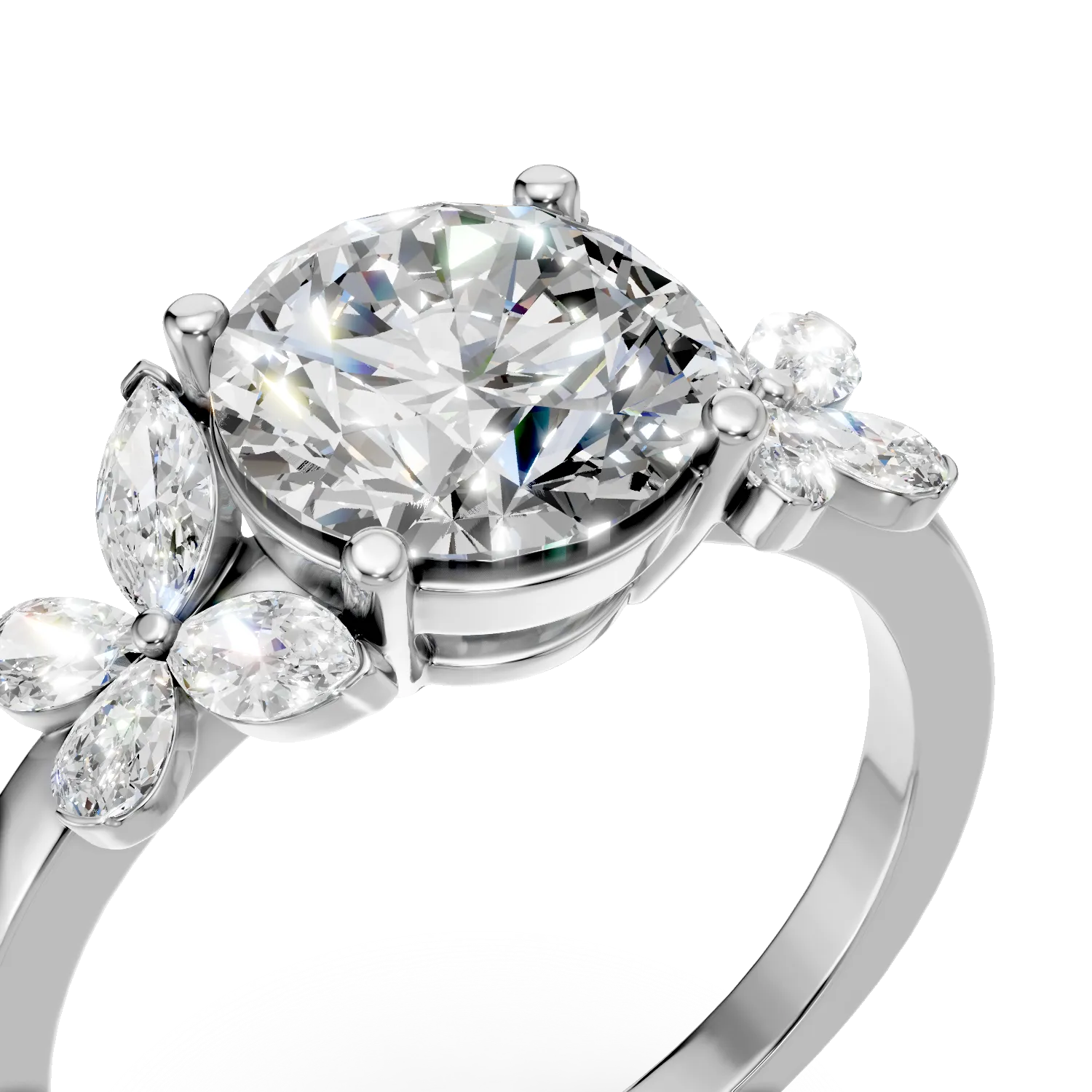 Inel din aur alb cu diamante de 2.4ct create in laborator