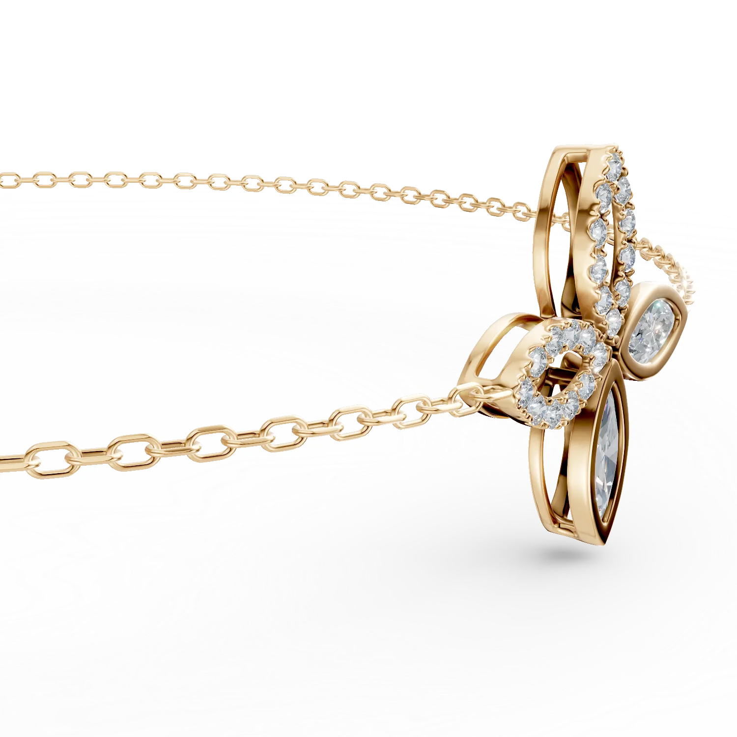 Bratara cu pandantiv floare din aur galben cu diamante de 0.5ct create in laborator