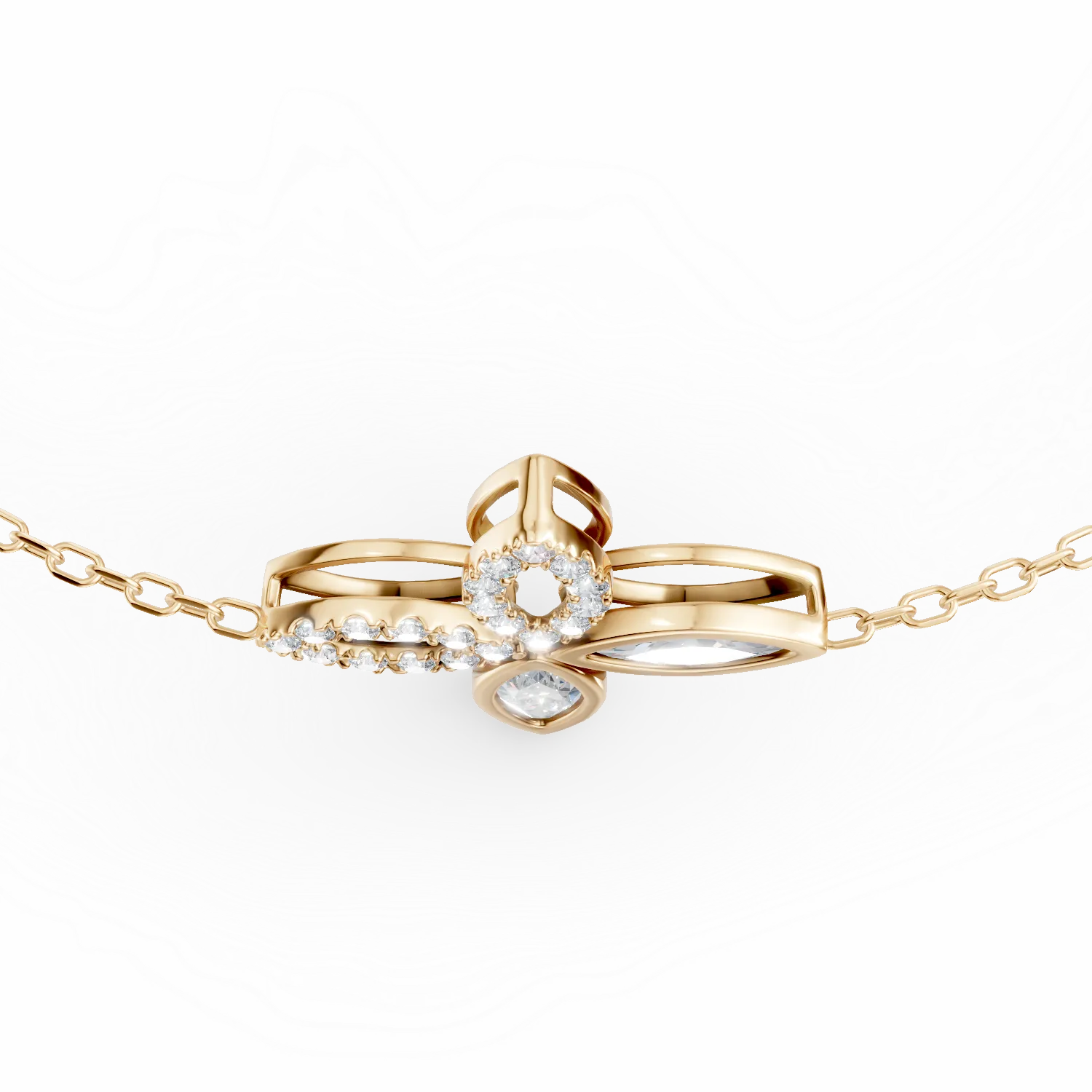 Bratara cu pandantiv floare din aur galben cu diamante de 0.5ct create in laborator