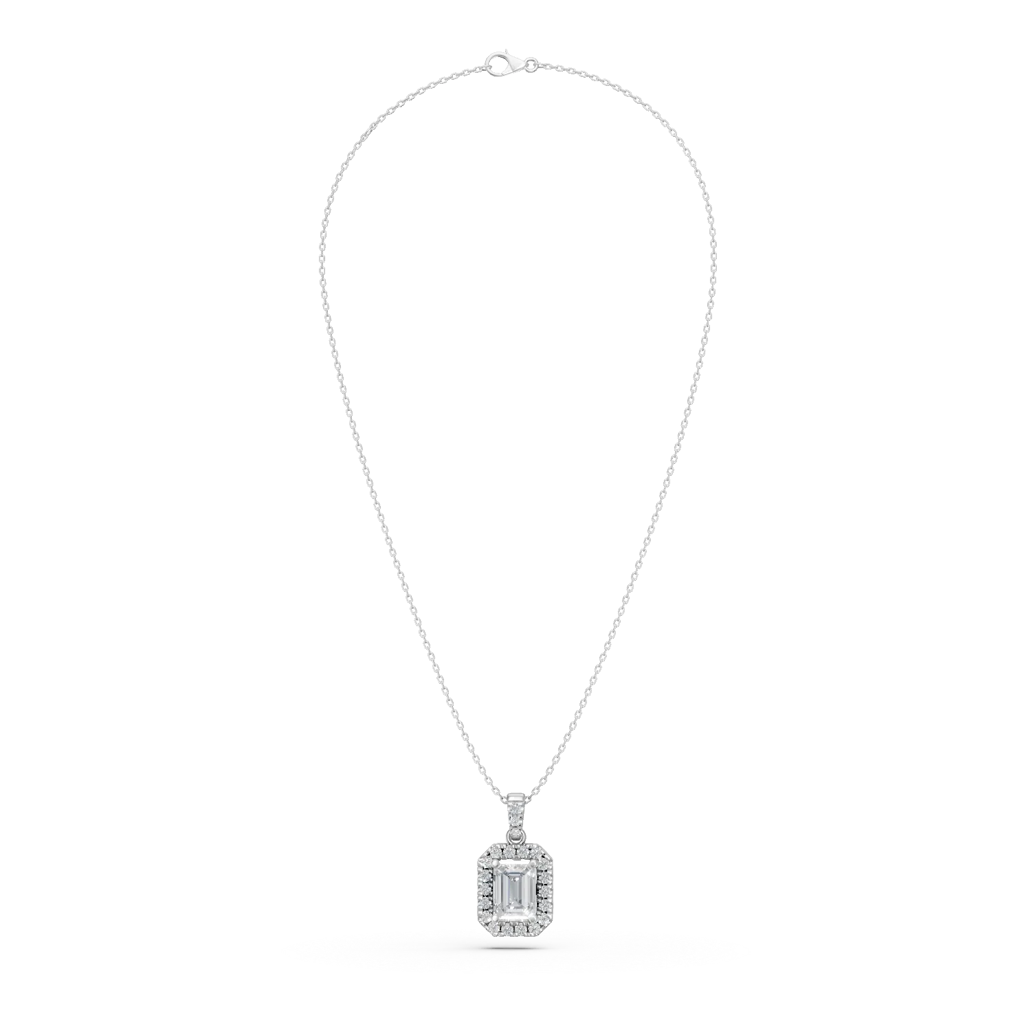 Lant cu pandantiv din aur alb cu diamante de 0.9ct create in laborator