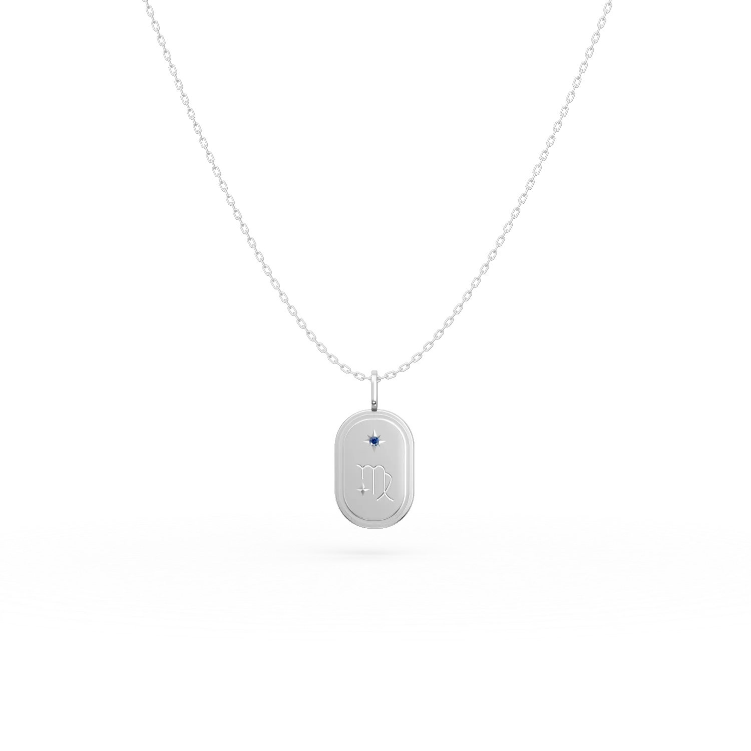 Lant cu pandantiv semn zodiacal Fecioara din argint cu zirconia albastra