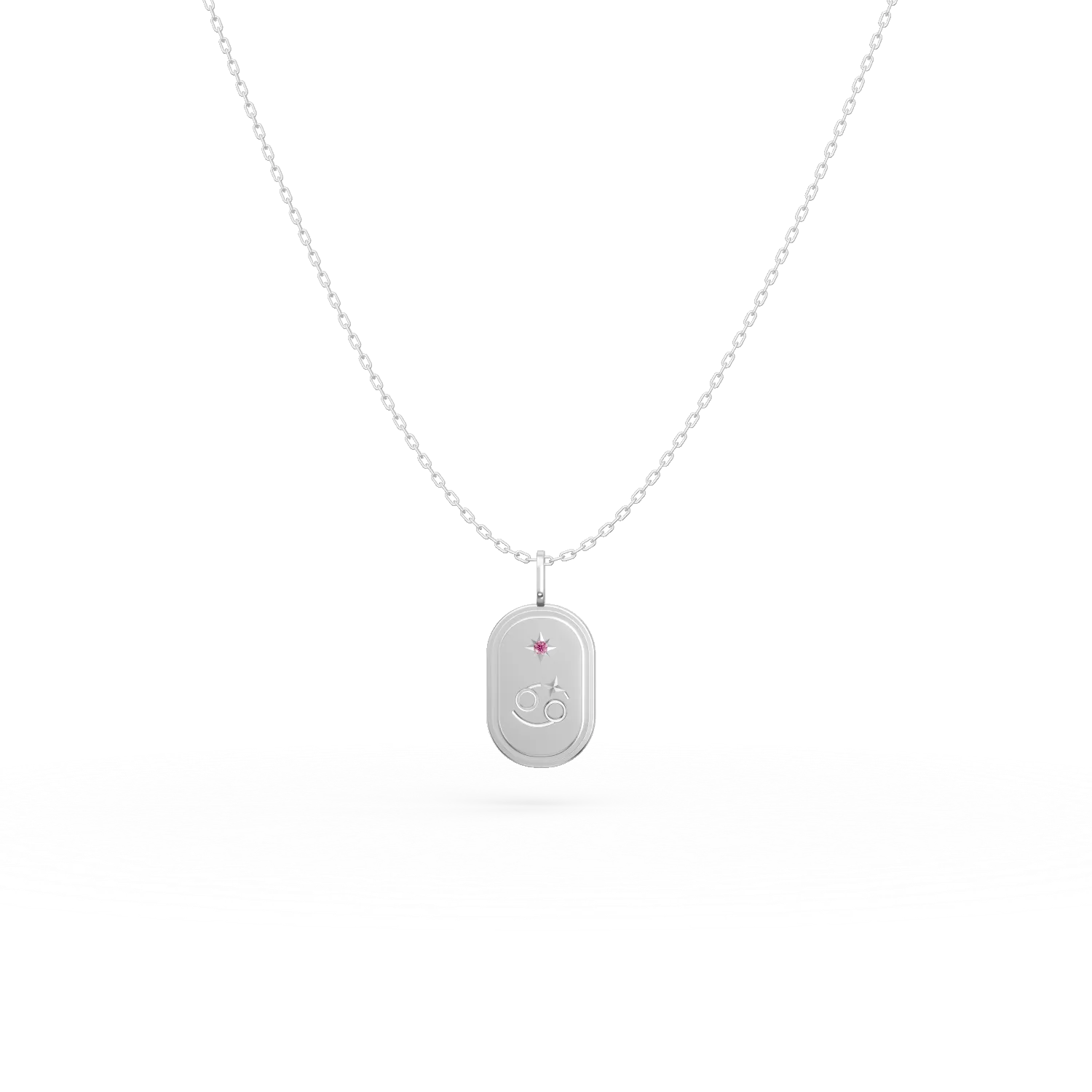 Lant cu pandantiv semn zodiacal Rac din argint cu zirconia roz