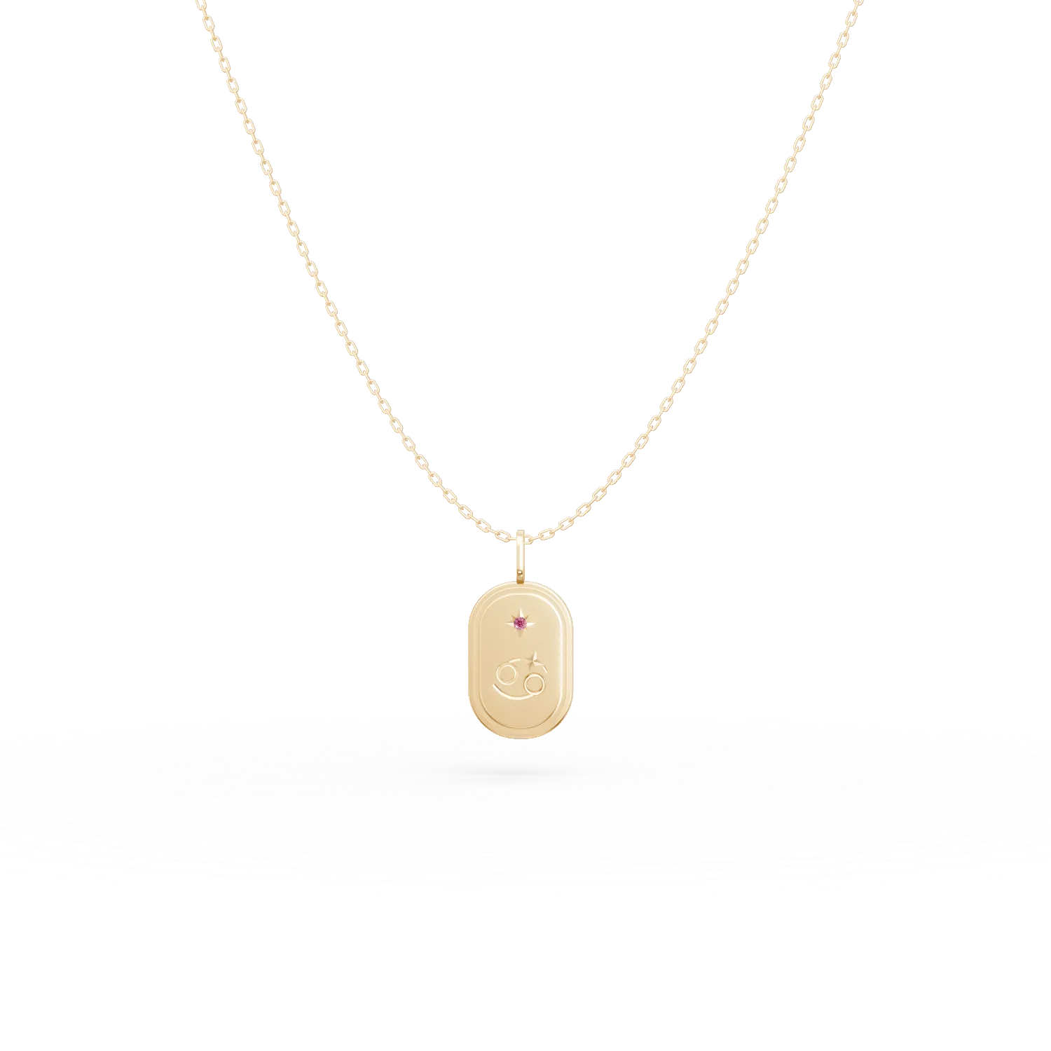 Lant cu pandantiv semn zodiacal Rac din argint galben cu zirconia roz