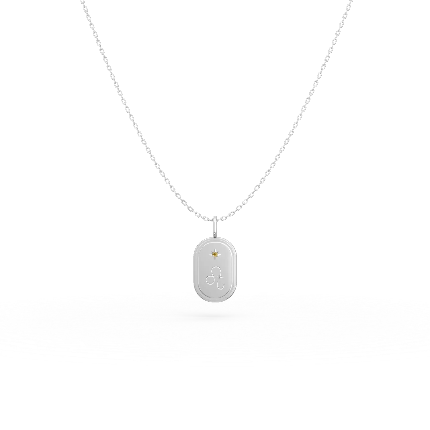 Lant cu pandantiv semn zodiacal Leu din argint cu zirconia galbena