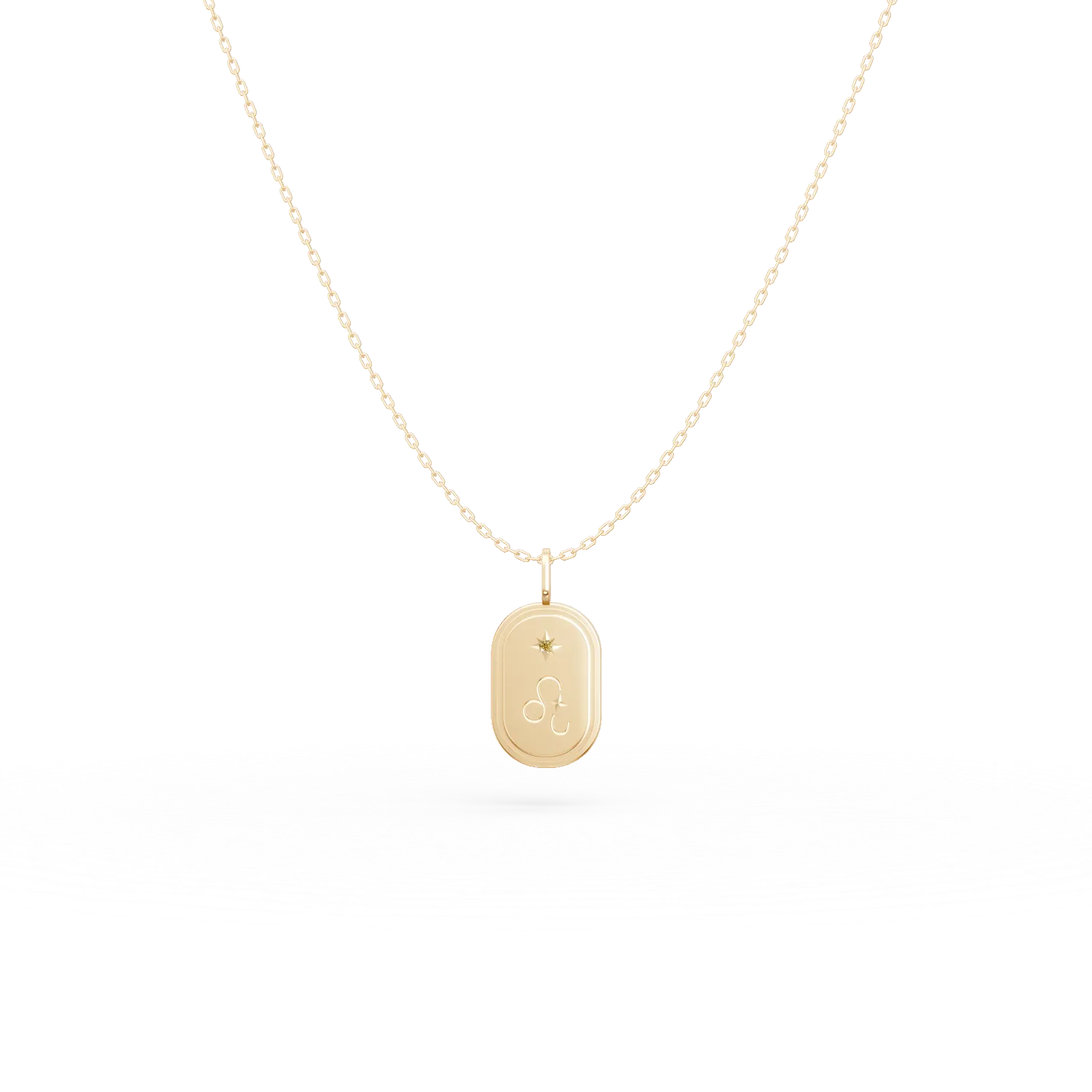 Lant cu pandantiv semn zodiacal Leu din argint galben cu zirconia galbena