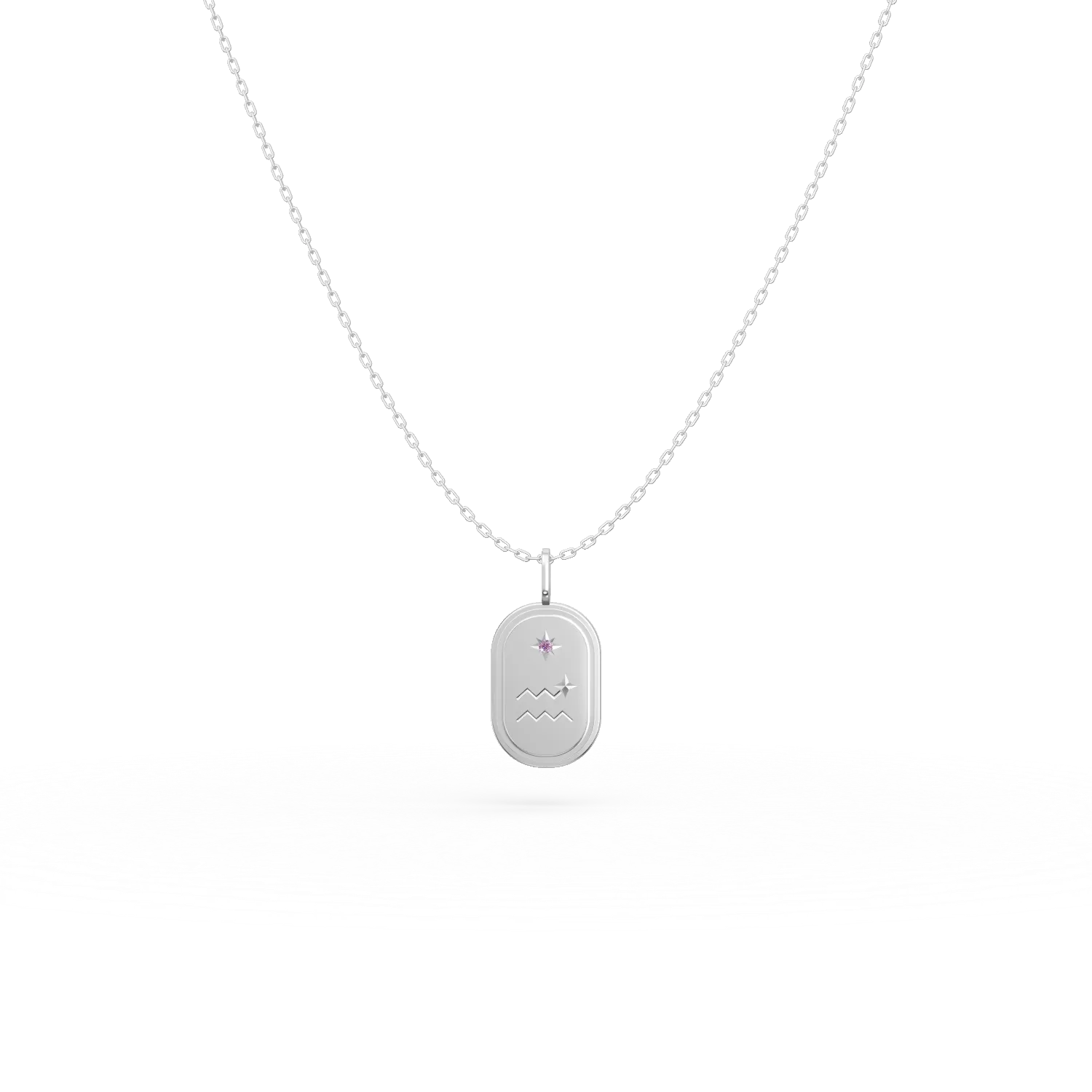 Lant cu pandantiv semn zodiacal Varsator din argint cu zirconia mov deschis