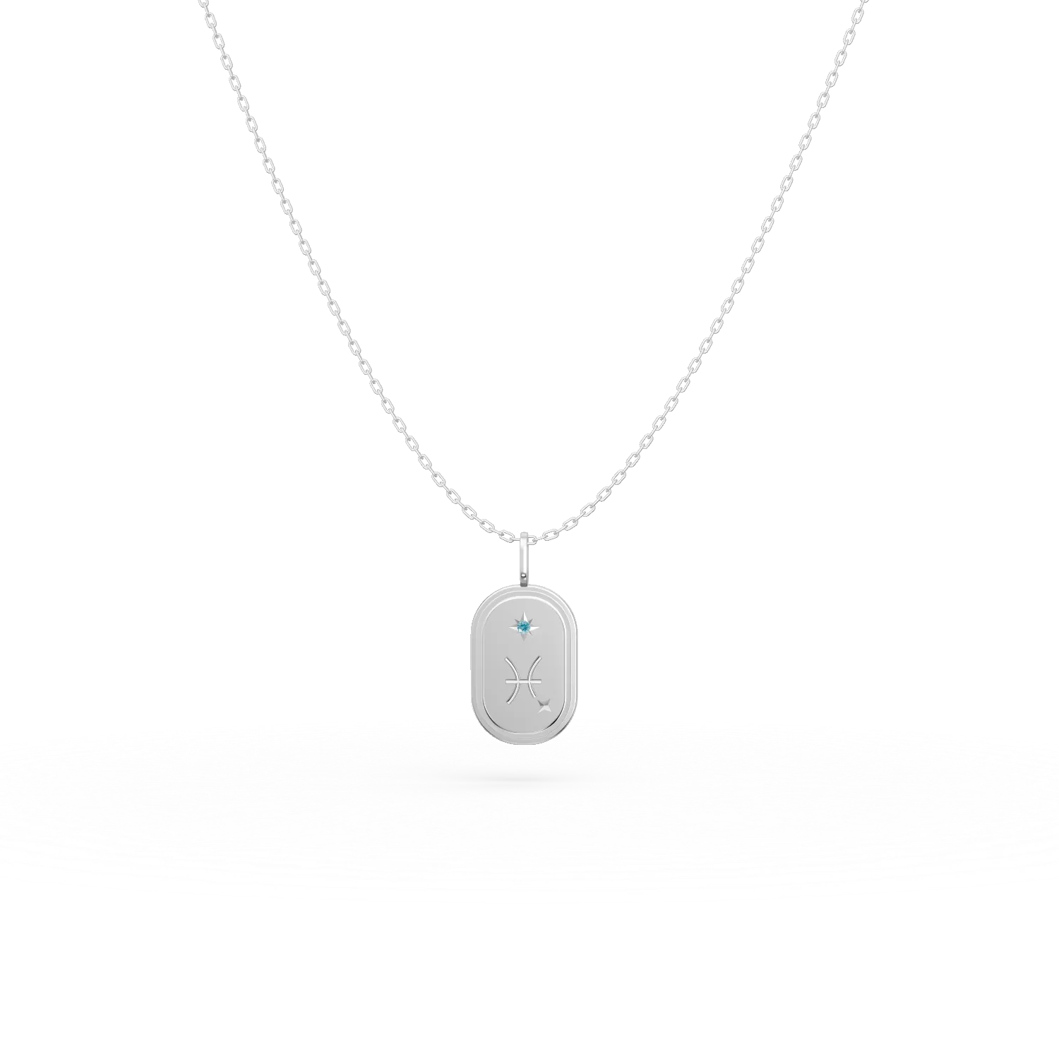 Lant cu pandantiv semn zodiacal Pesti din argint cu zirconia bleu