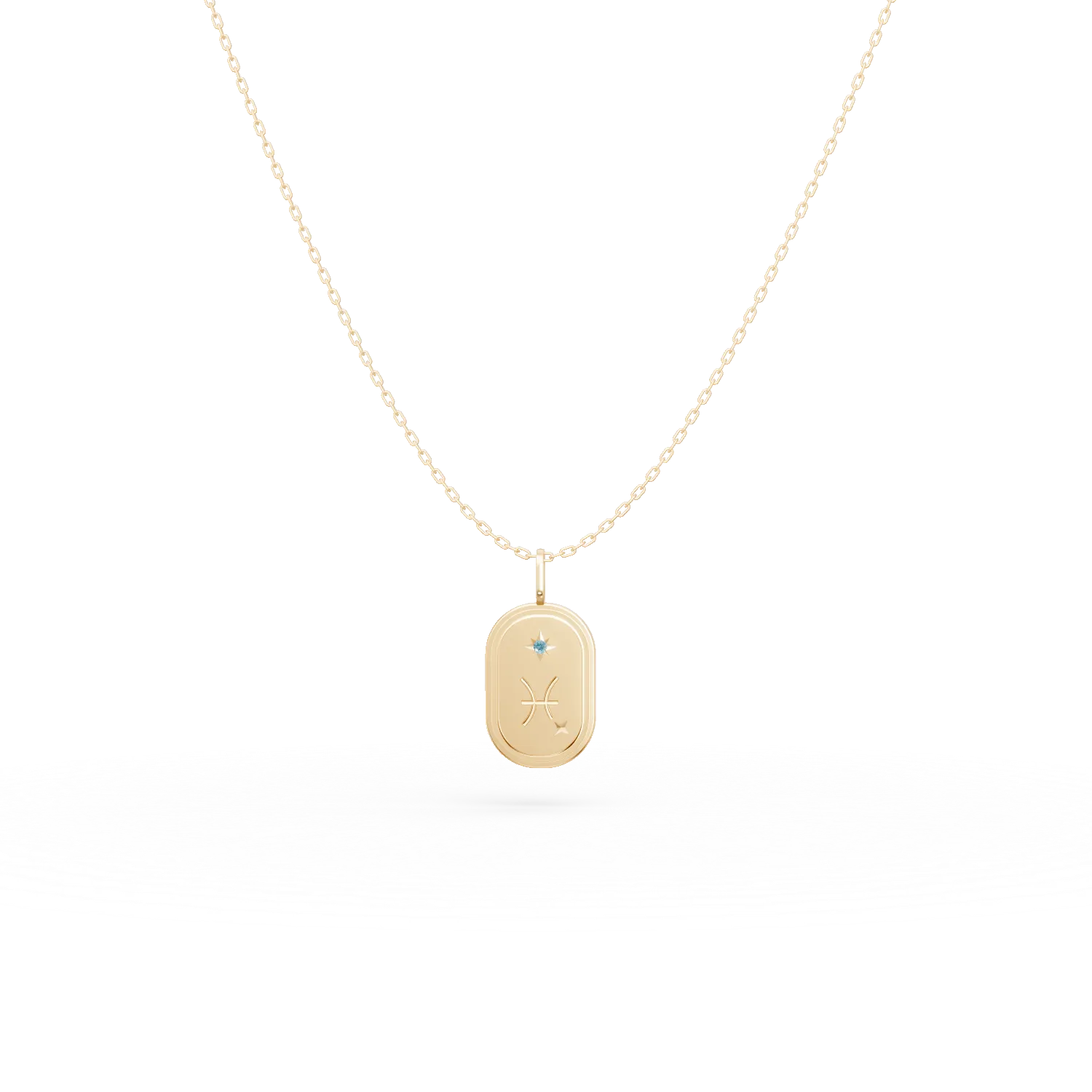 Lant cu pandantiv semn zodiacal Pesti din argint galben cu zirconia bleu