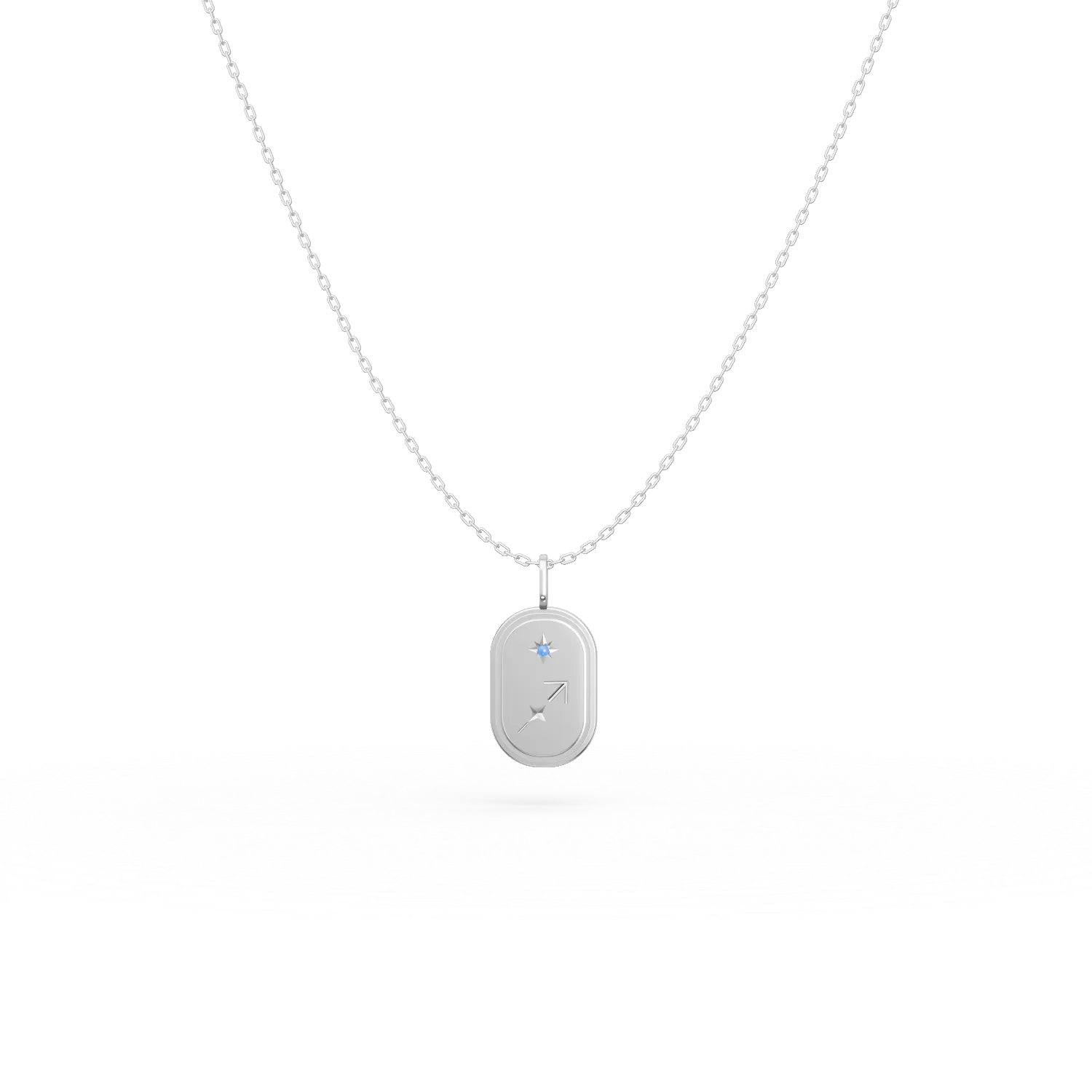 Lant cu pandantiv semn zodiacal Sagetator din argint cu zirconia albastra