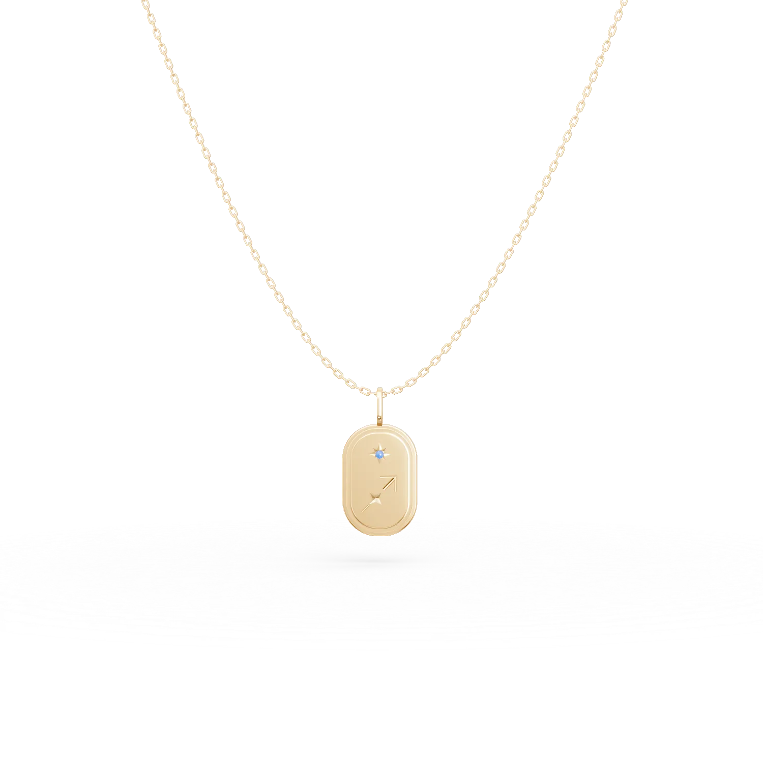 Lant cu pandantiv semn zodiacal Sagetator din argint galben cu zirconia albastra