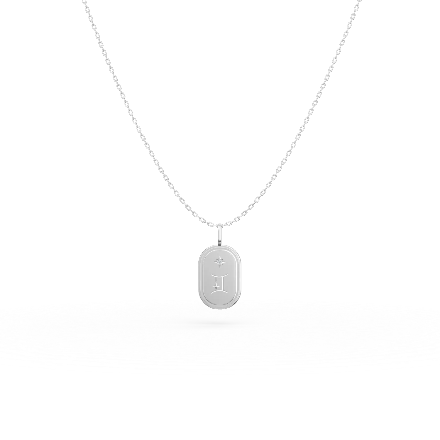 Lant cu pandantiv semn zodiacal Gemeni din argint cu zirconia galbena