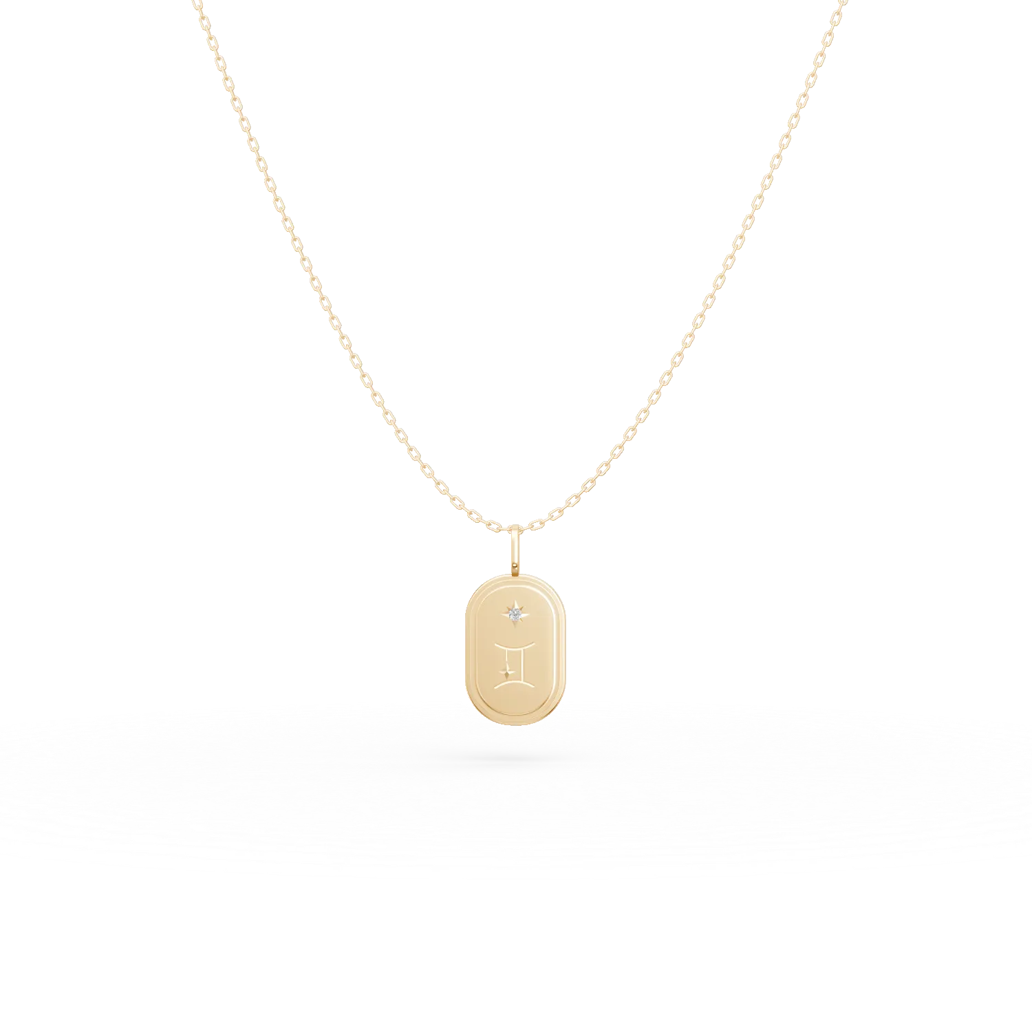 Lant cu pandantiv semn zodiacal Gemeni din argint galben cu zirconia galbena