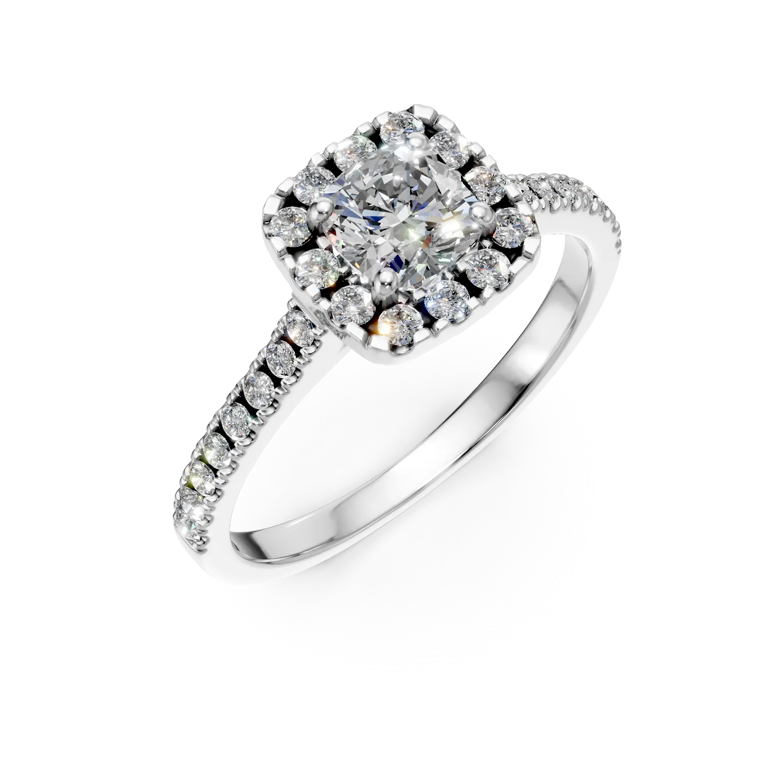 Inel din aur alb cu diamante de 0.6ct create in laborator