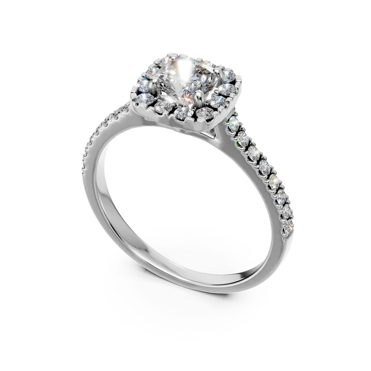 Inel din aur alb cu diamante de 0.6ct create in laborator