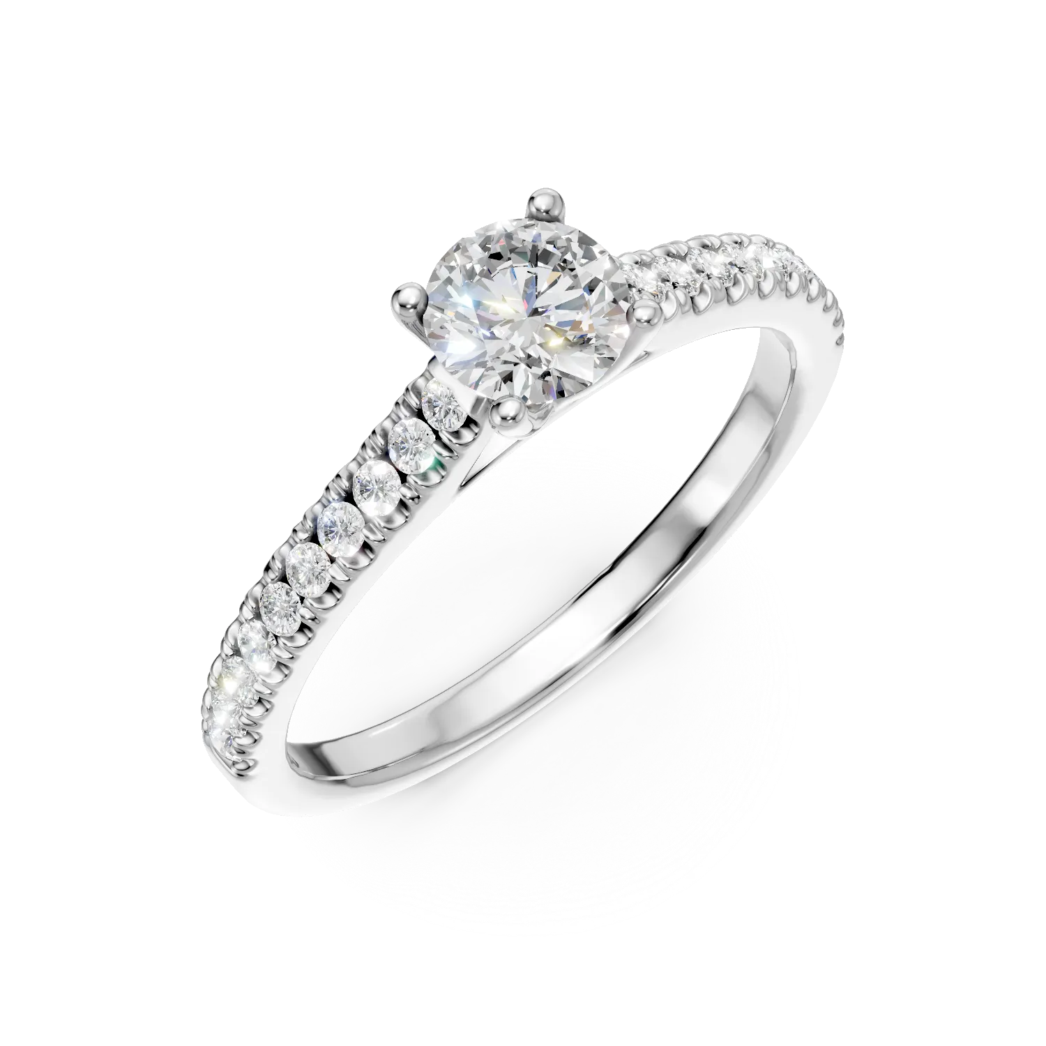 Inel de logodna din aur alb cu diamante de 0.6ct create in laborator