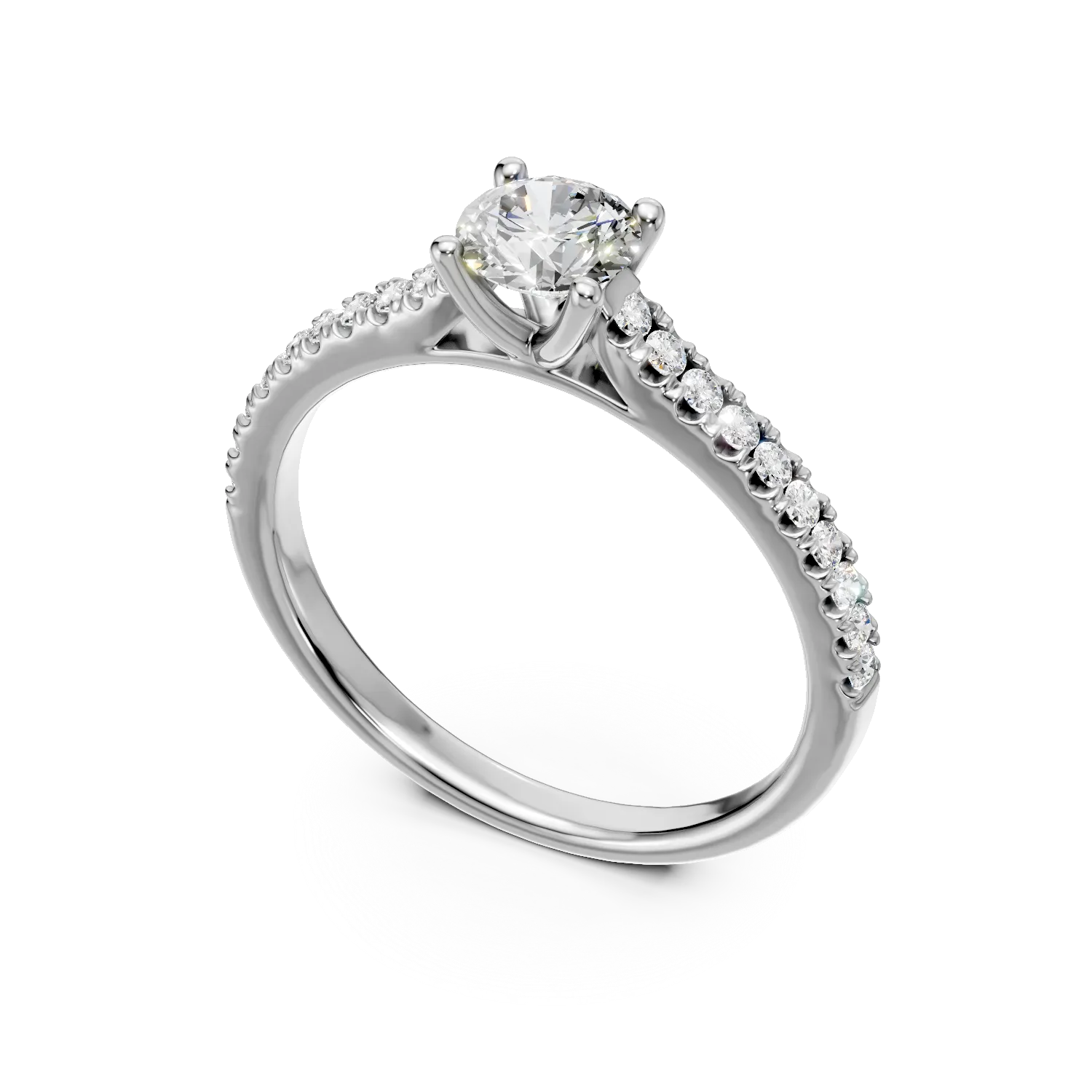 Inel de logodna din aur alb cu diamante de 0.5ct create in laborator