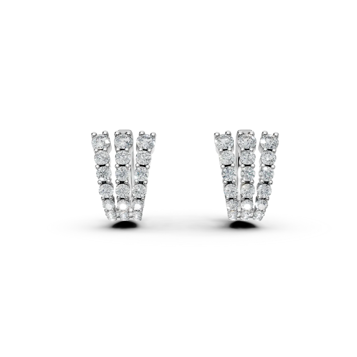 Cercei creole din aur alb cu diamante de 2ct create in laborator