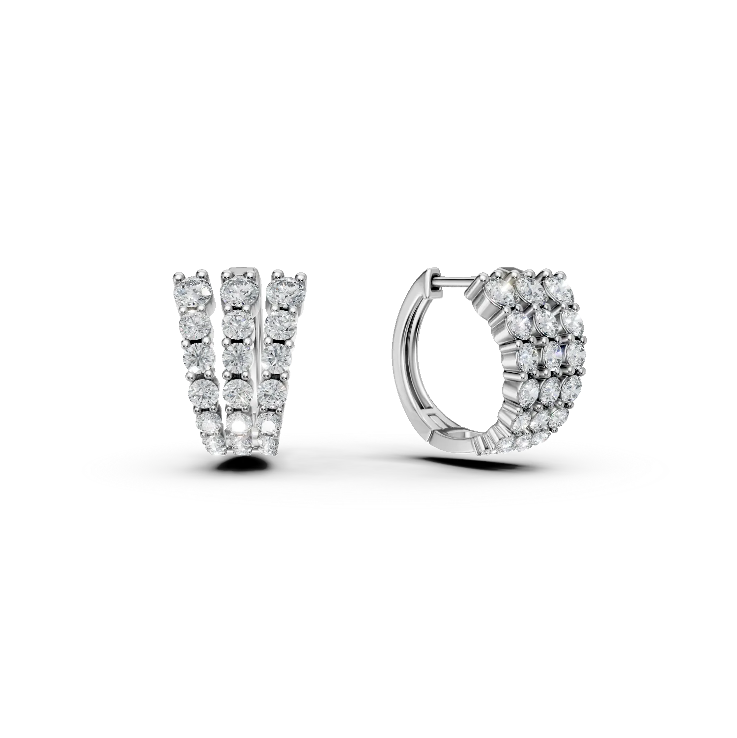 Cercei creole din aur alb cu diamante de 2ct create in laborator