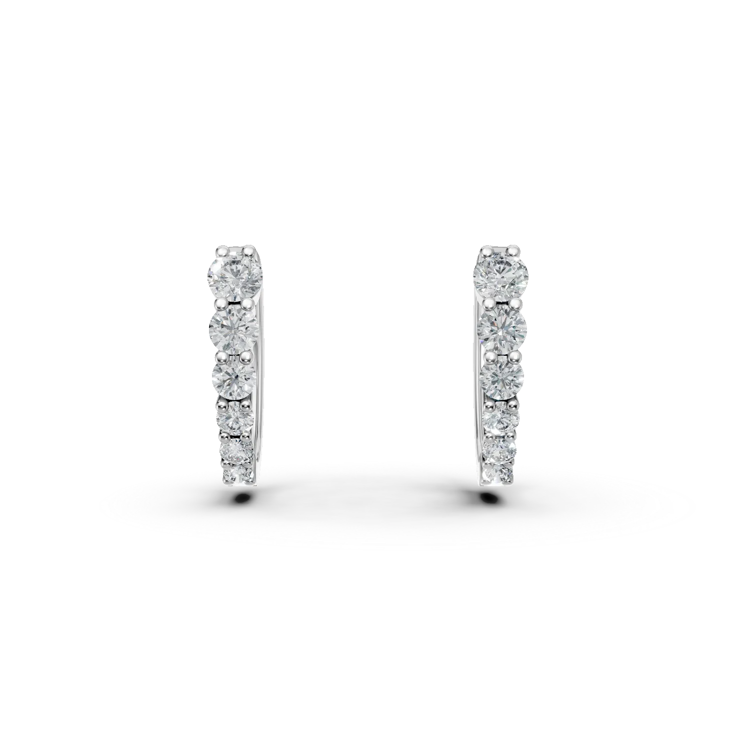 Cercei creole din aur alb cu diamante de 0.5ct create in laborator