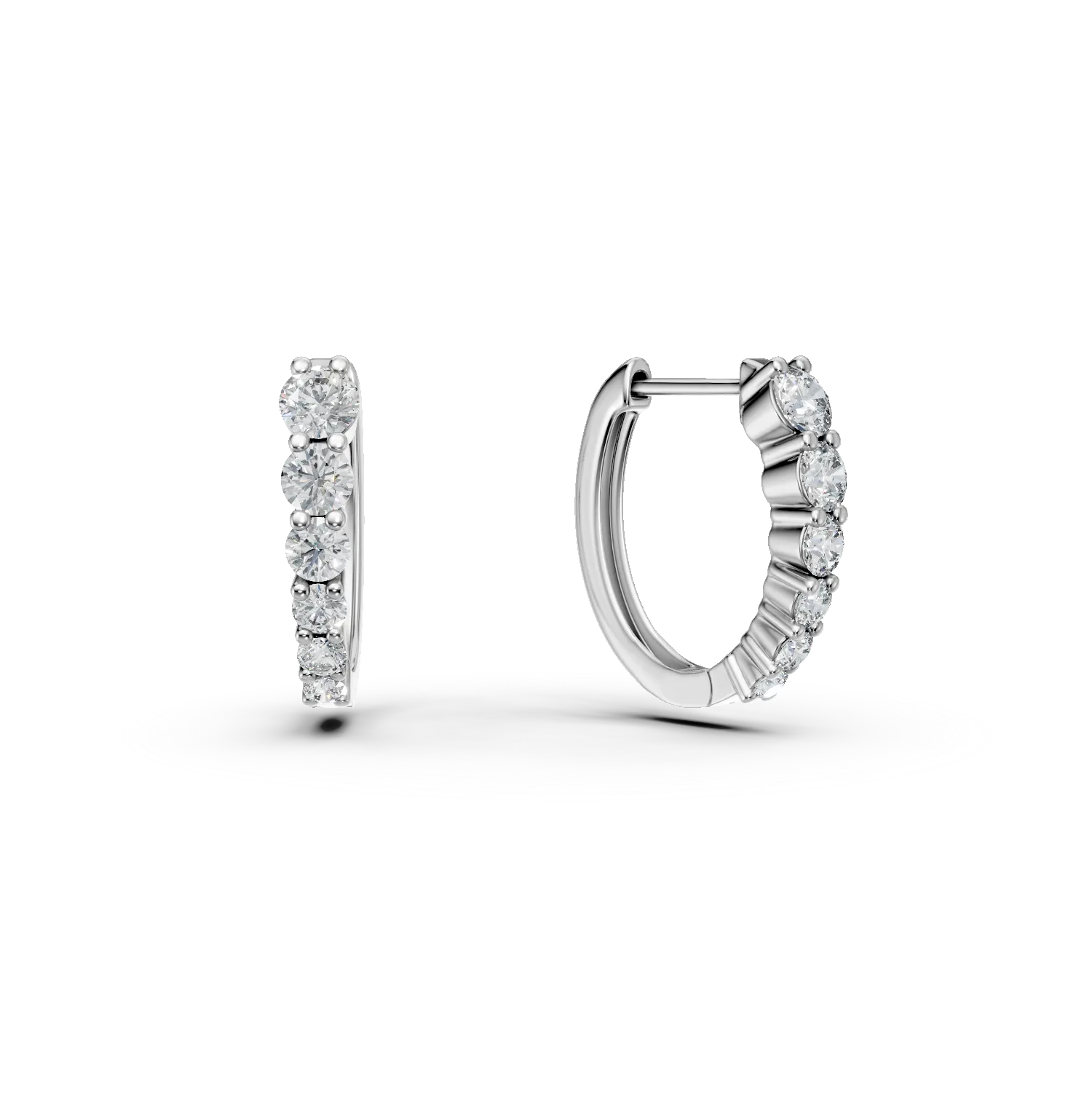 Cercei creole din aur alb cu diamante de 0.5ct create in laborator