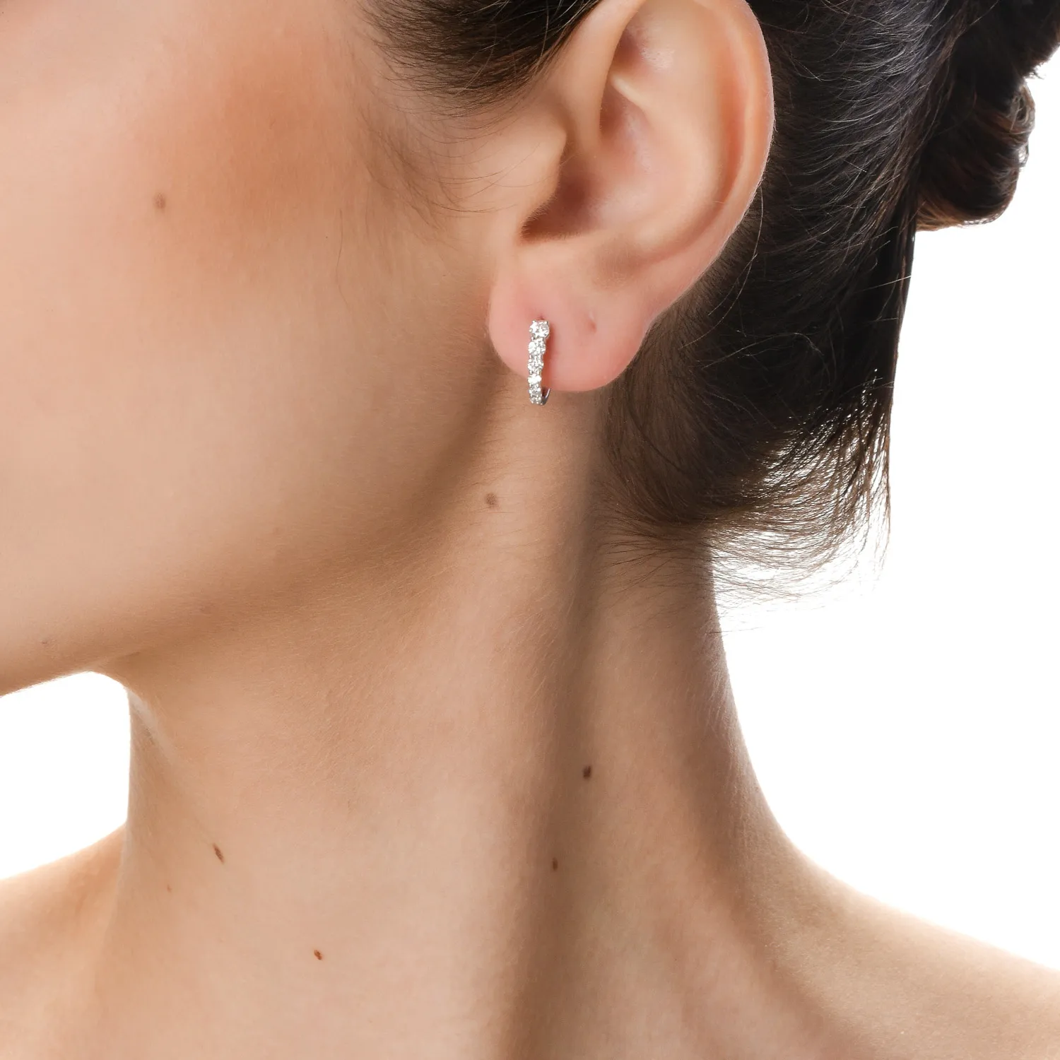 Cercei creole din aur alb cu diamante de 0.5ct create in laborator