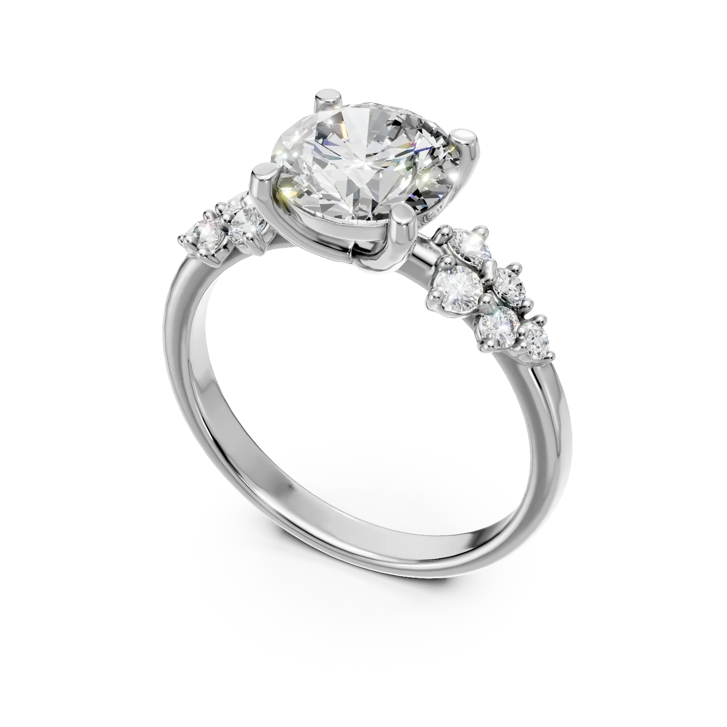 Inel din aur alb cu diamante de 2.3ct create in laborator