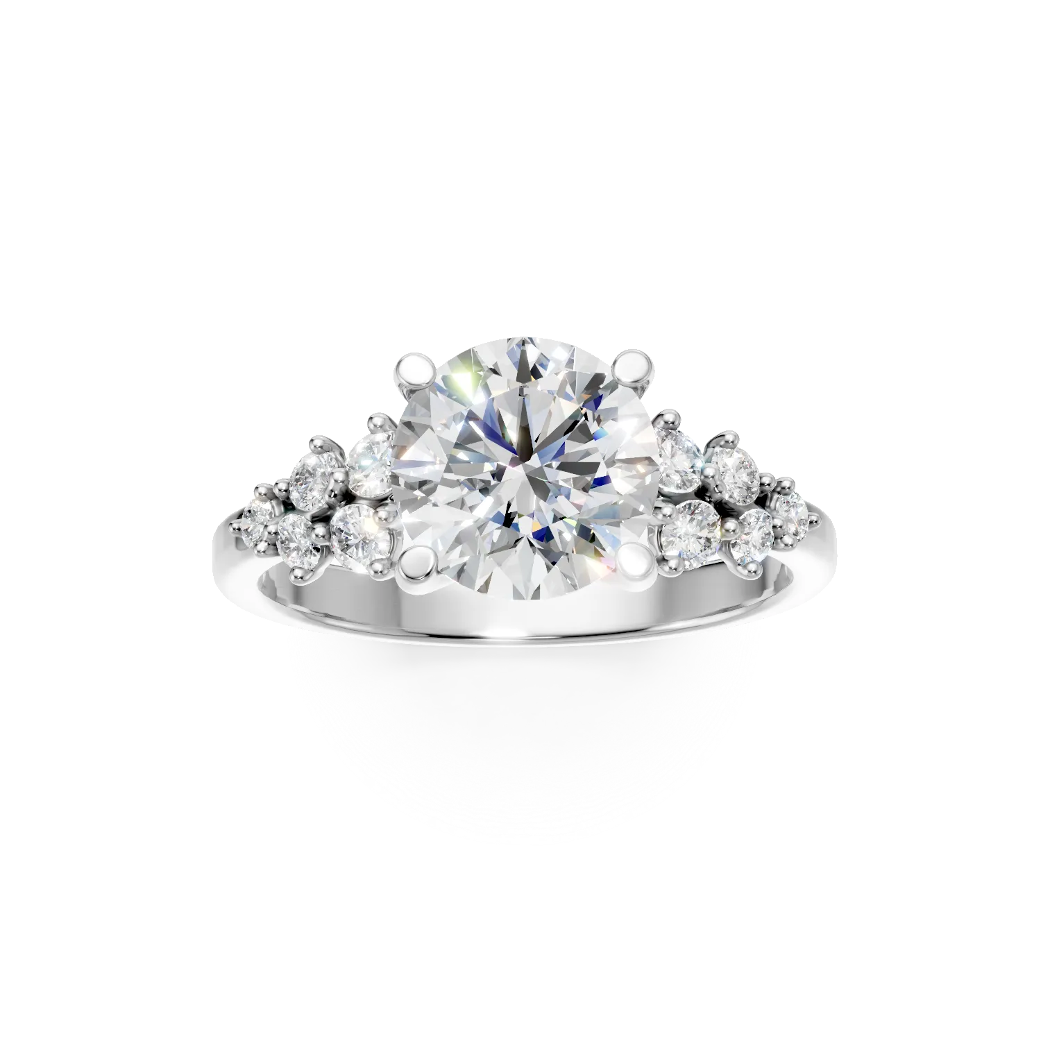 Inel din aur alb cu diamante de 2.3ct create in laborator