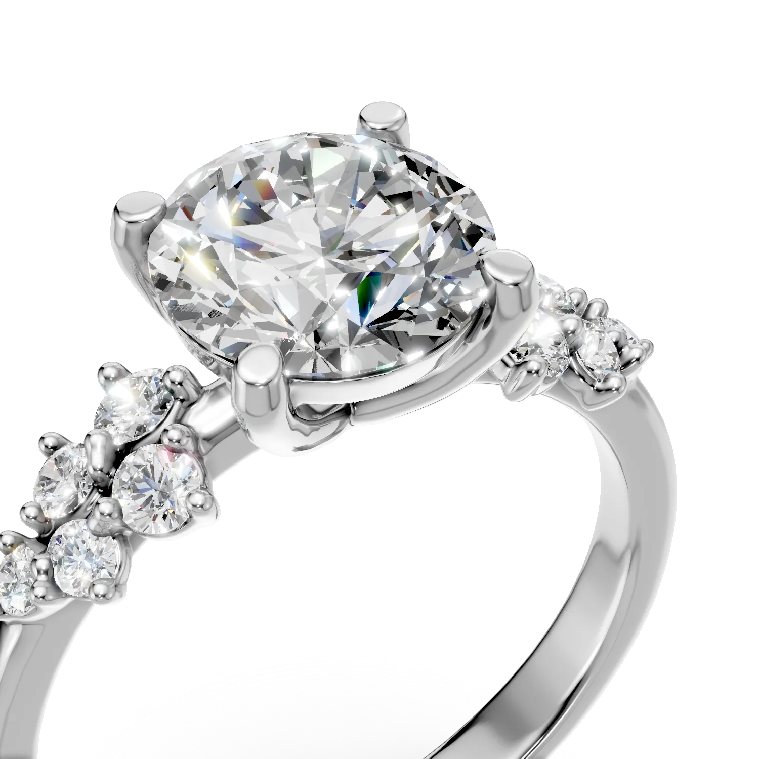 Inel din aur alb cu diamante de 2.3ct create in laborator