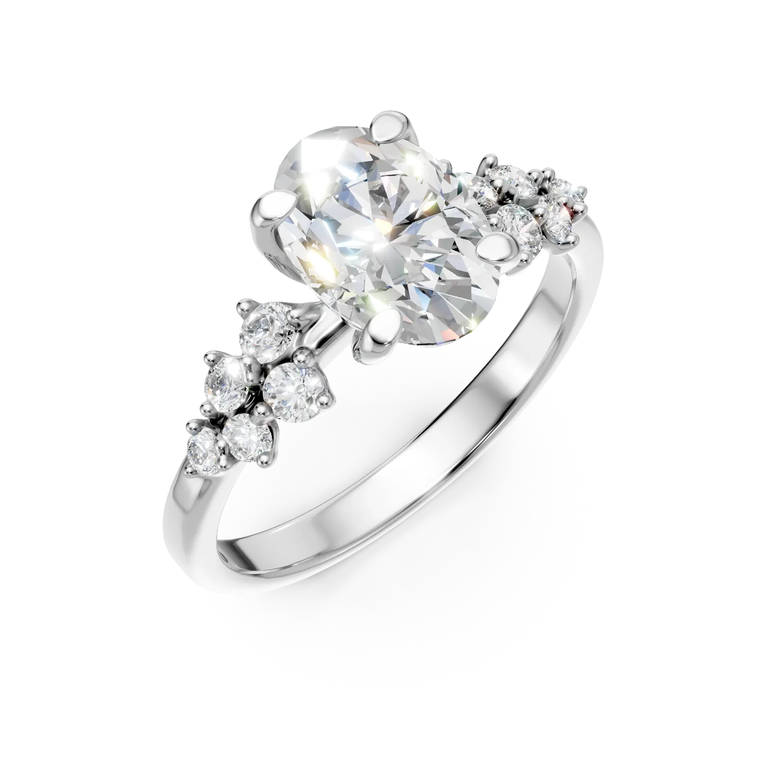 Inel din aur alb cu diamante de 2.3ct create in laborator