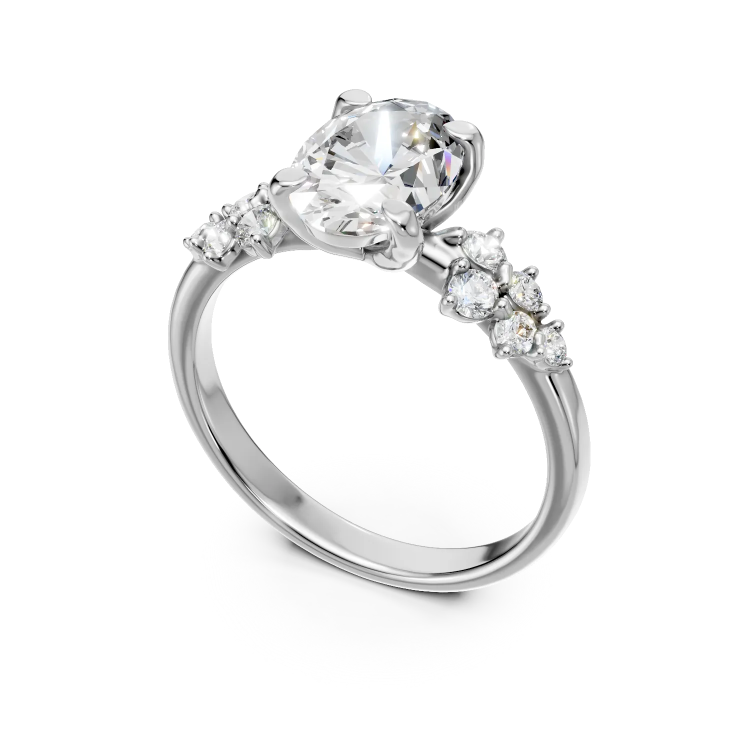 Inel din aur alb cu diamante de 2.3ct create in laborator