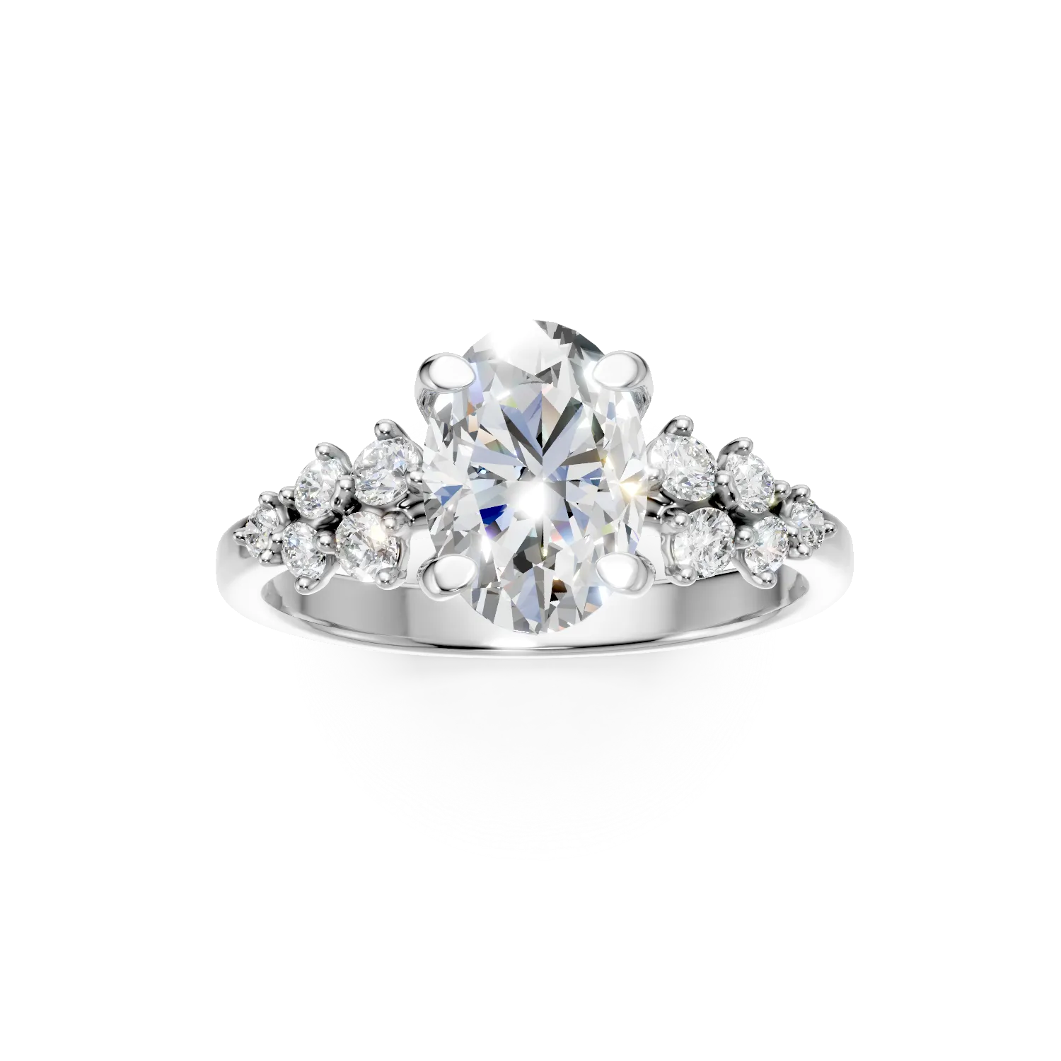 Inel din aur alb cu diamante de 2.3ct create in laborator