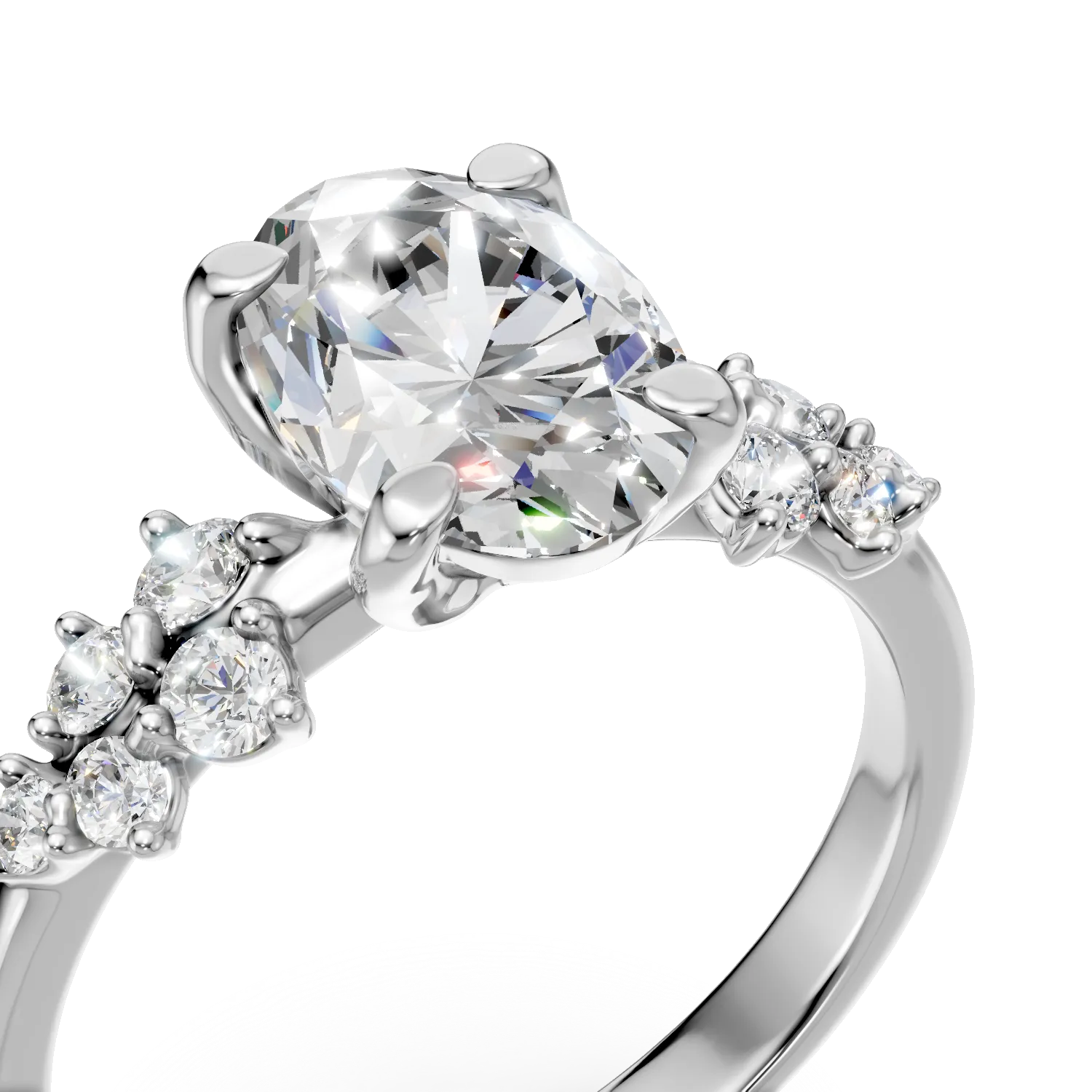Inel din aur alb cu diamante de 2.3ct create in laborator