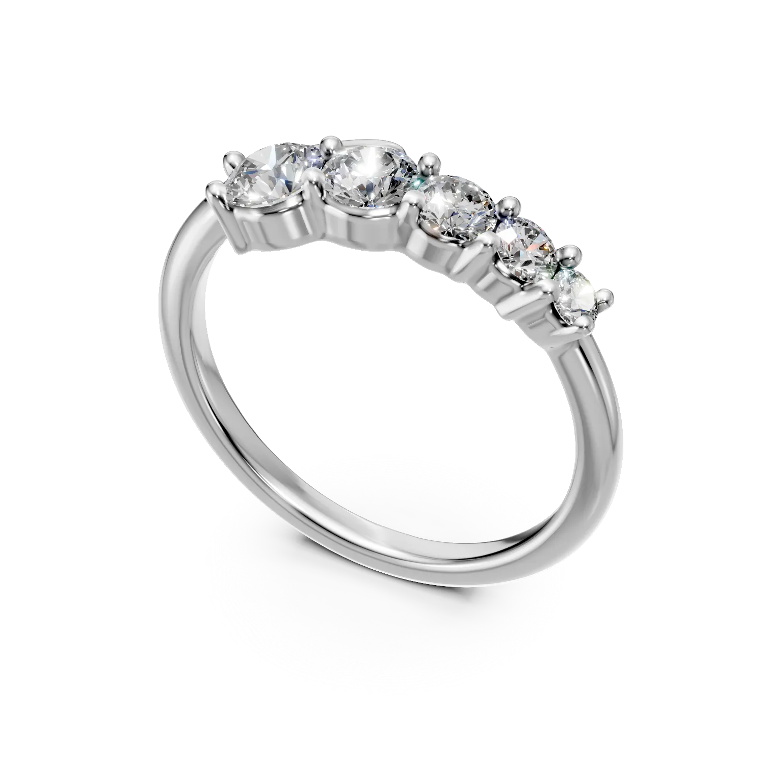 Inel geometric din aur alb cu diamante de 0.5ct create in laborator