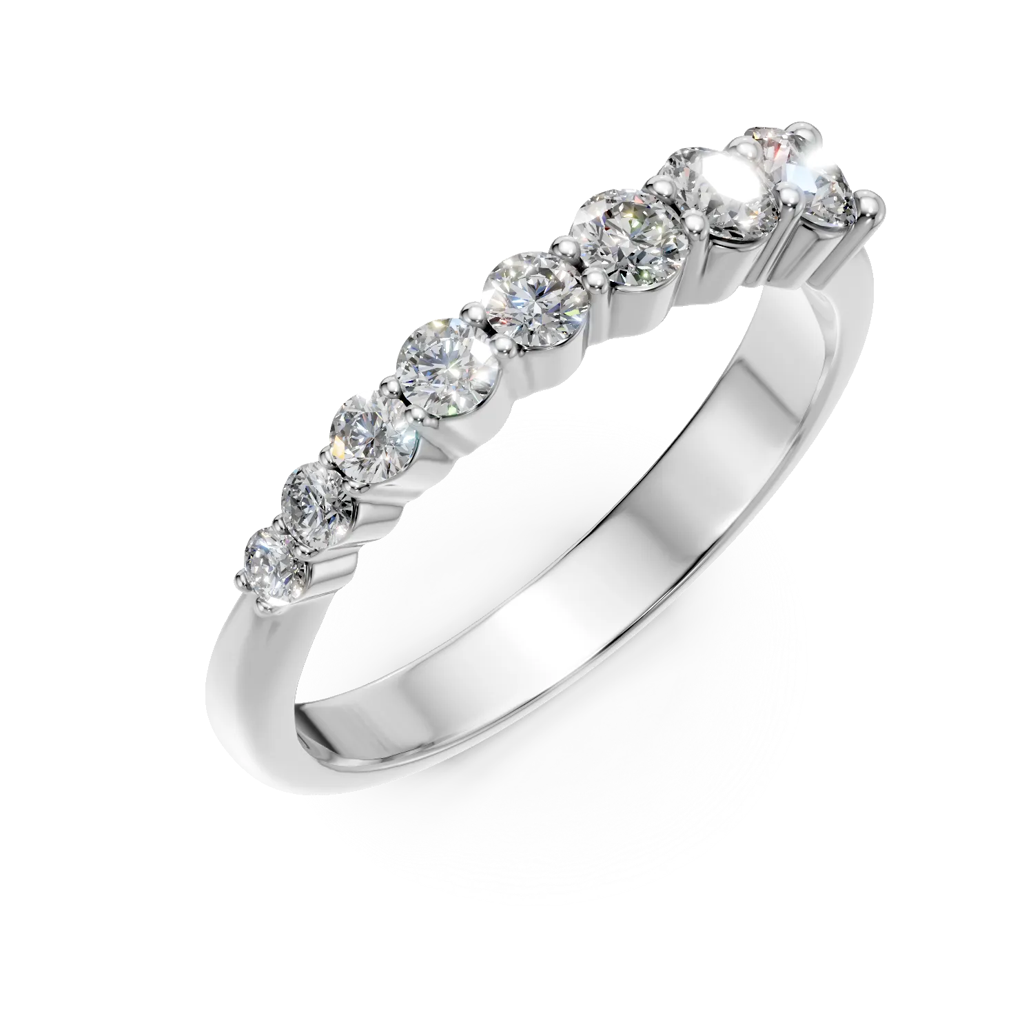 Inel semi eternity din aur alb cu diamante de 0.5ct create in laborator